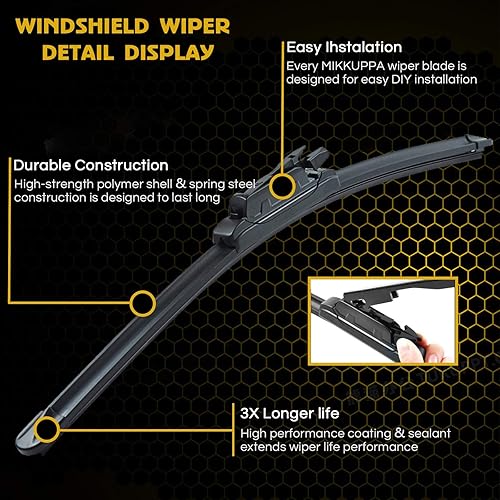 Miniatura 8 de MIKKUPPA - Limpiaparabrisas de repuesto para Ford Explorer 2011-2018, limpiaparabrisas de 26 pulgadas + 22 pulgadas, para todas las estaciones,