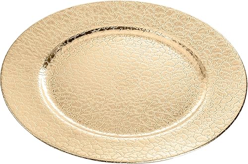 Miniatura 3 de Kingrol Paquete de 6 platos de carga dorados de 13 pulgadas, cargadores redondos para cena, platos decorativos resistentes y reutilizables para