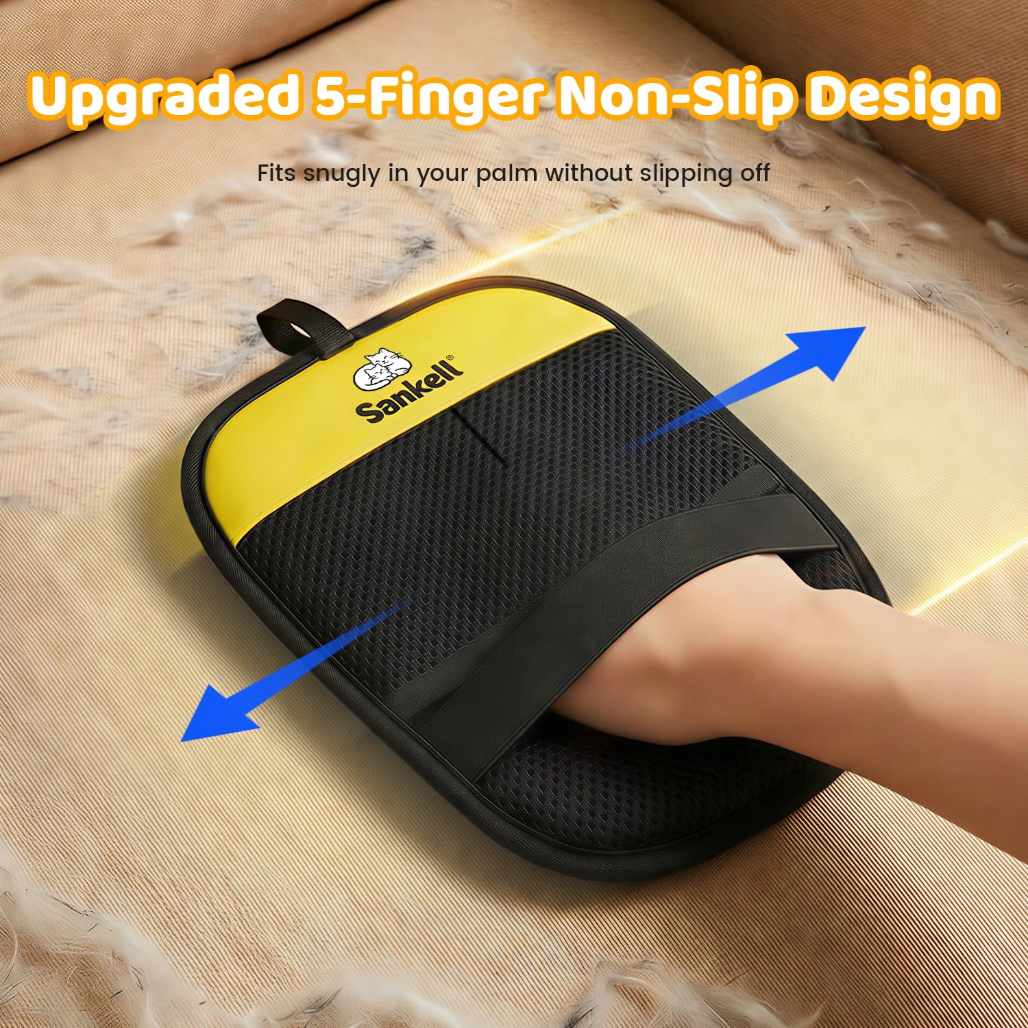 Pet Hair Removal Glove for Dogs & Cats, Newly Upgraded Reusable Electrostatic Pet Hair Remover Glove, Pet Hair Remover Mitt Tool for Couch, Furniture, Bed, Clothing, Carpet, Car Seat (Yellow) - image 4
