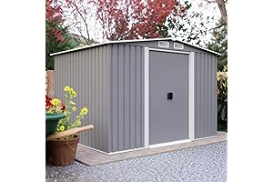 8FT x 6FT Weather-Resistant Outdoor Steel Storage Shed for Garden Tools