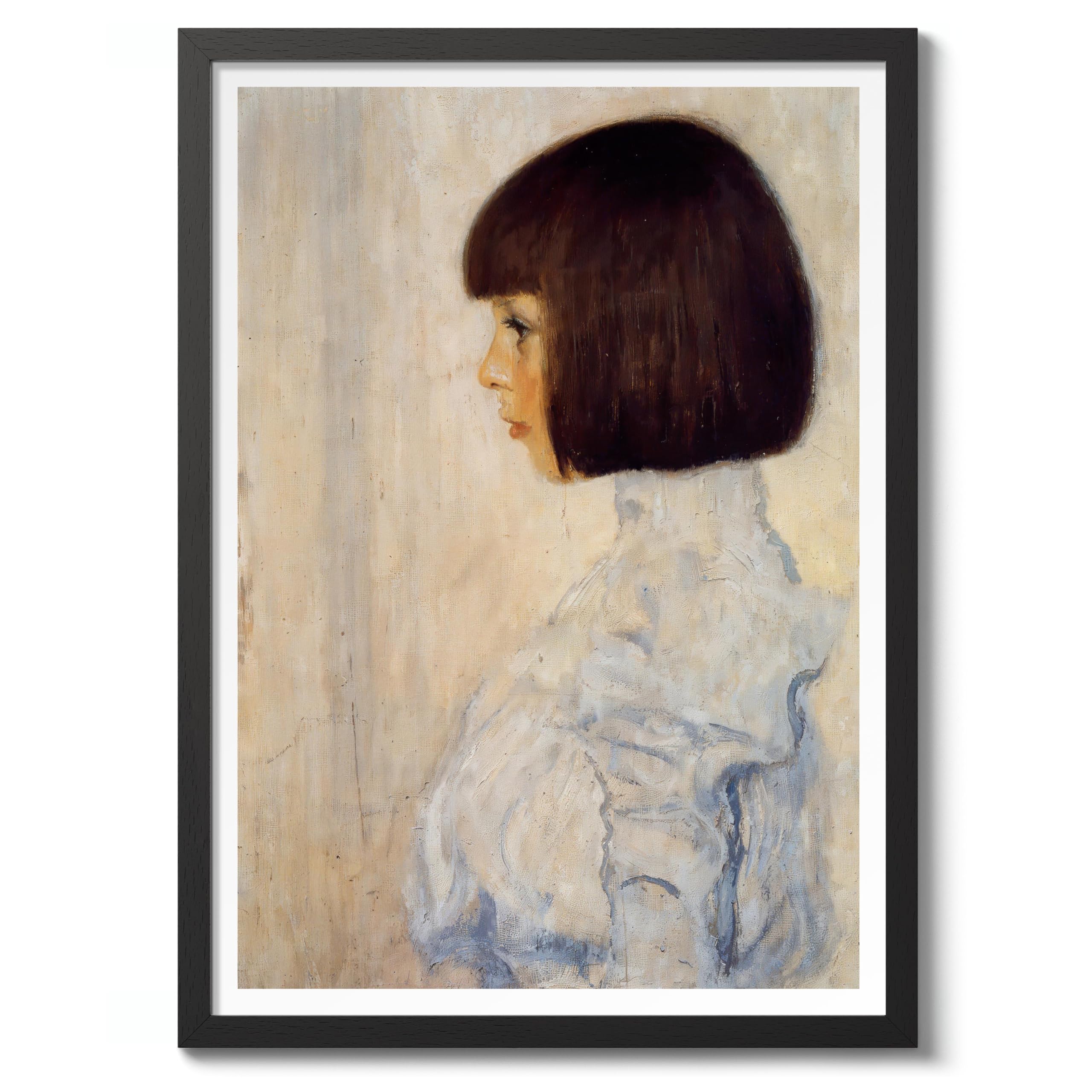 Helene Klimt Gustav Klimt Poster, Classic Famous Oil Painting Print, Modern Art Nouveau Wall Art Home Decor, Archival Matte, A5 (Black Frame) - 21x14.8cm