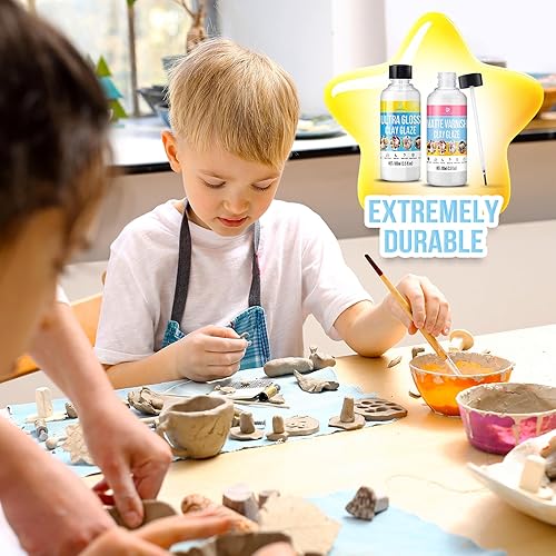 Miniatura 5 de Kit de esmalte de arcilla seca al aire  Esmalte y barniz de arcilla polimérica de 7 onzas para arcilla seca al aire  Sellador de alto brillo y mate,