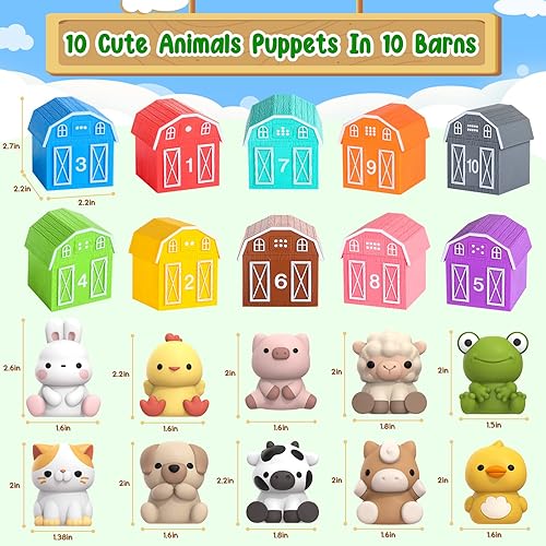 Miniatura 3 de Juguete de aprendizaje para niños pequeños de 1, 2, 3 años, 10 juguetes de animales de granja y 10 graneros, contar, combinar y clasificar, juguetes