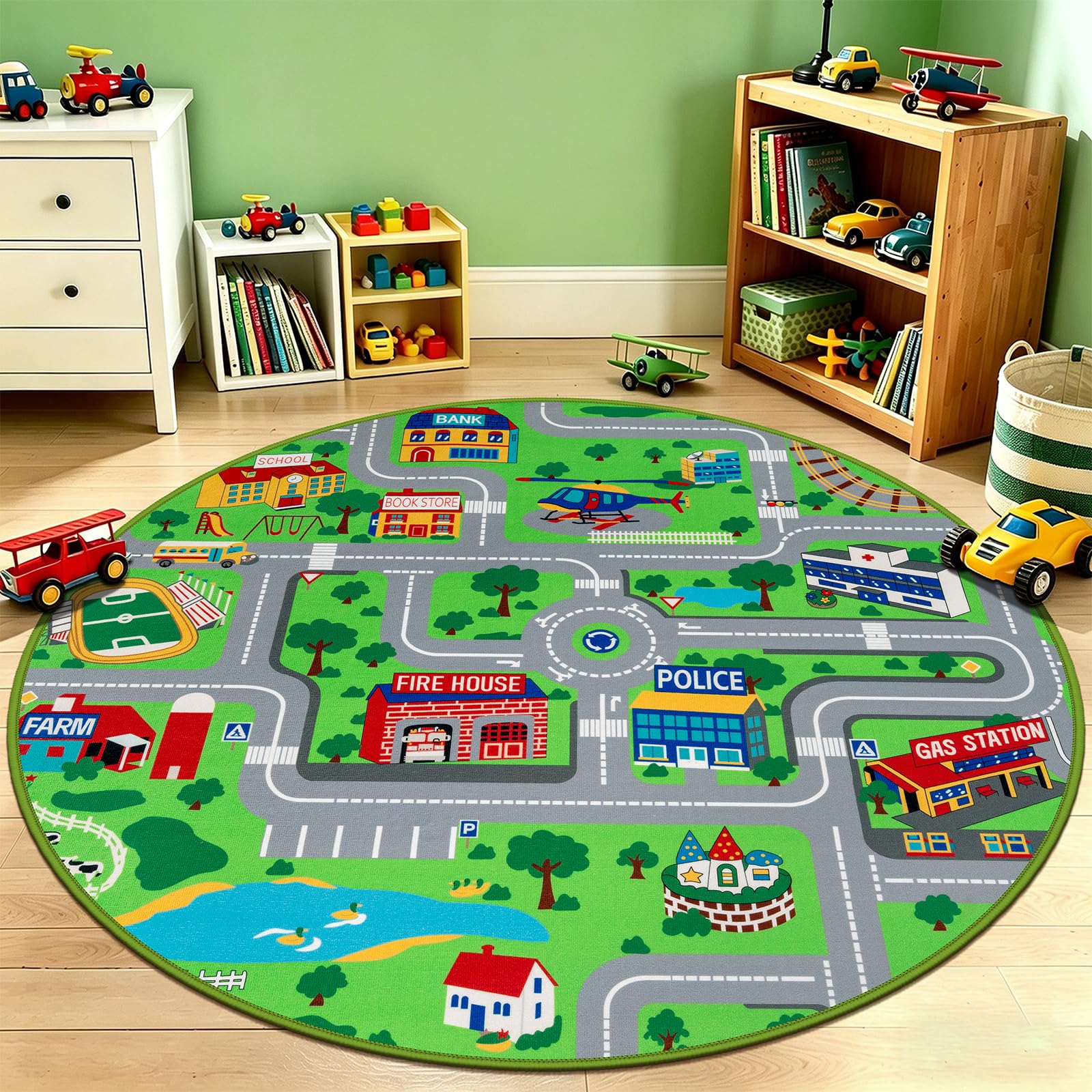 Capslpad Kinder Teppiche Spielteppich für Kinder Stadtstadt Straße