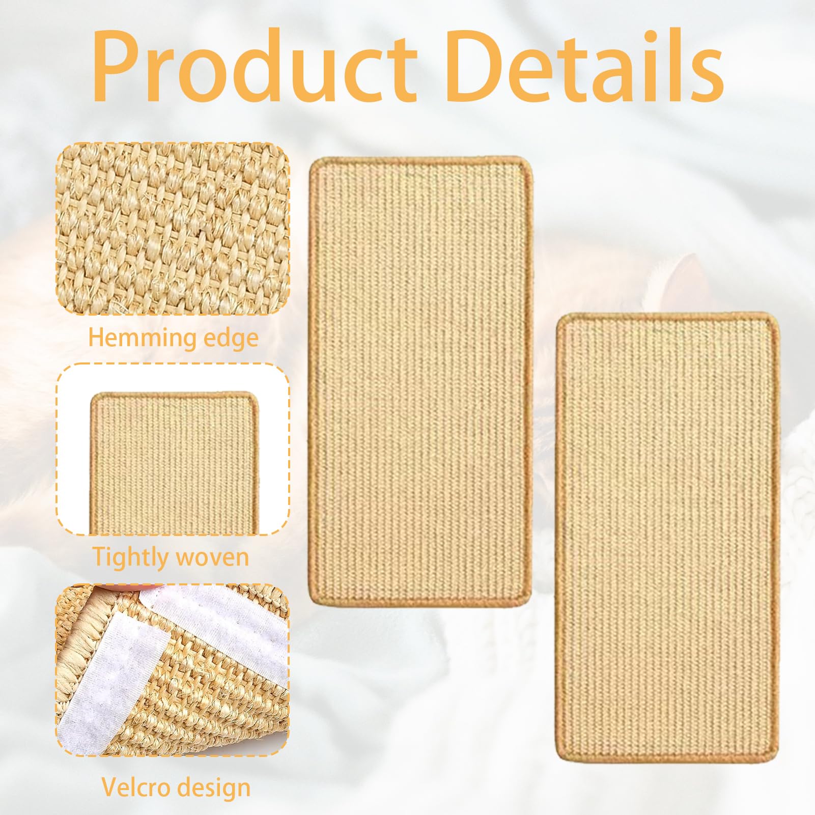 6 tappetini tiragraffi in sisal per gatti, con nastro adesivo, per proteggere pareti, divani, tappeti, finestre, posatoi (40 x 20 cm)