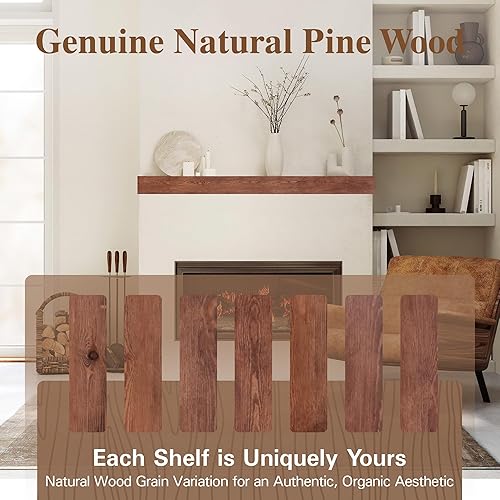 Miniatura 5 de Repisa para chimenea artesanal; estante sólido para colocarse sobre la chimenea; estante flotante montado en la pared con soportes invisibles - 152