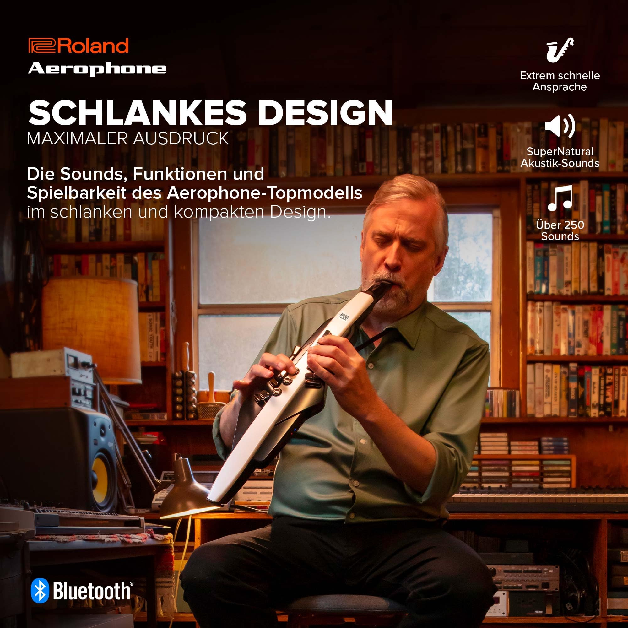 Roland AE-20 Aerophone | Hochwertiges digitales Blasinstrument | SuperNATURAL Akustik-Sounds & moderne ZEN-Core Technologie | Ultra-dynamische Spielbarkeit | Über 250 Sounds | Bluetooth-Verbindung