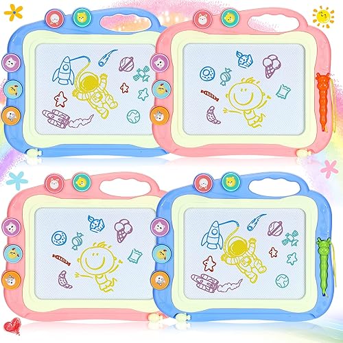 Paquete de 4 tablas de dibujo magnéticas para niños de 14 pulgadas, tablero de dibujo grande para niños de 2, 3, 4, 5, 6, 7 años, tablero de dibujo