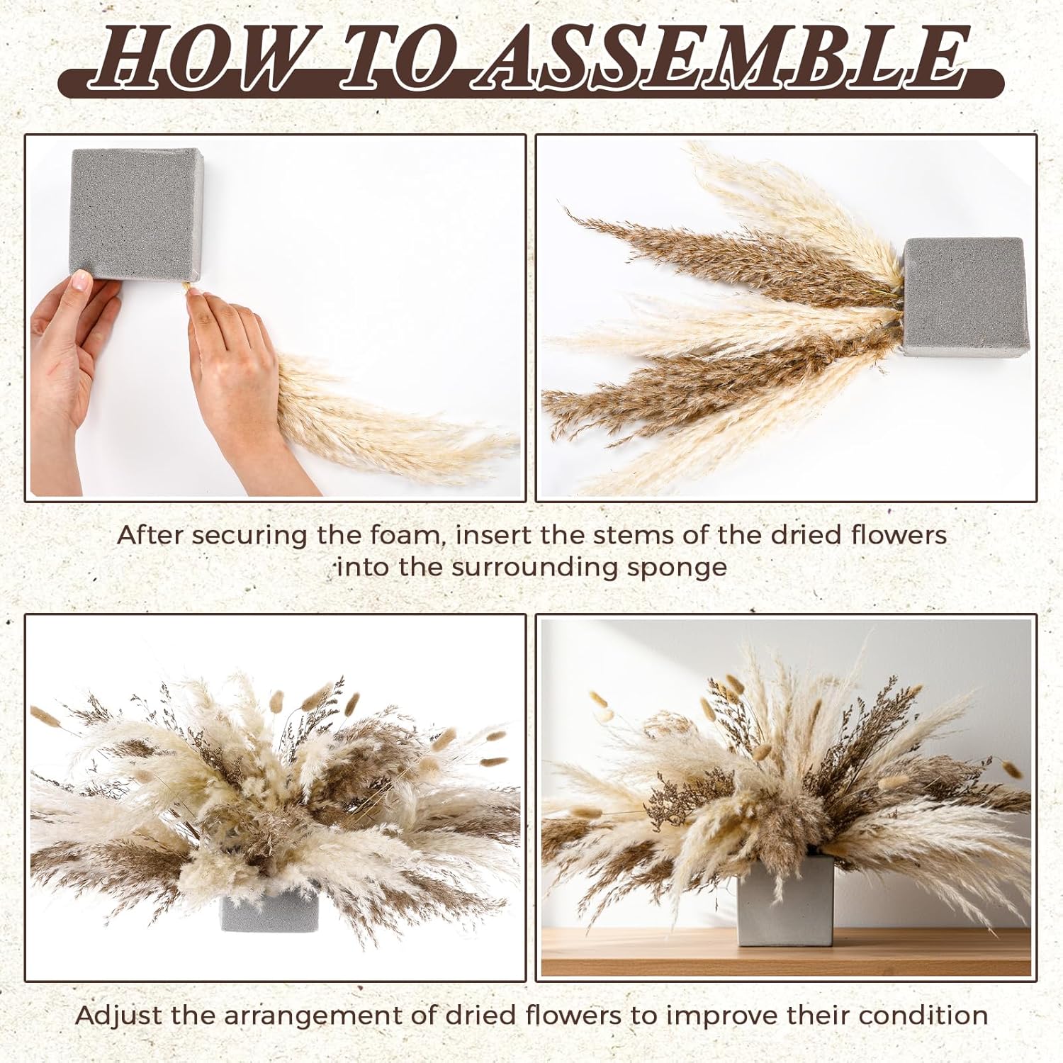 Layhit 1 Set Boho Dried Flower Wall Hanging 35 inch Pampas Grass Bouquet Dry Flower for Vase Crafts DIY Handmade Floral Plant Weeding Arch Decor