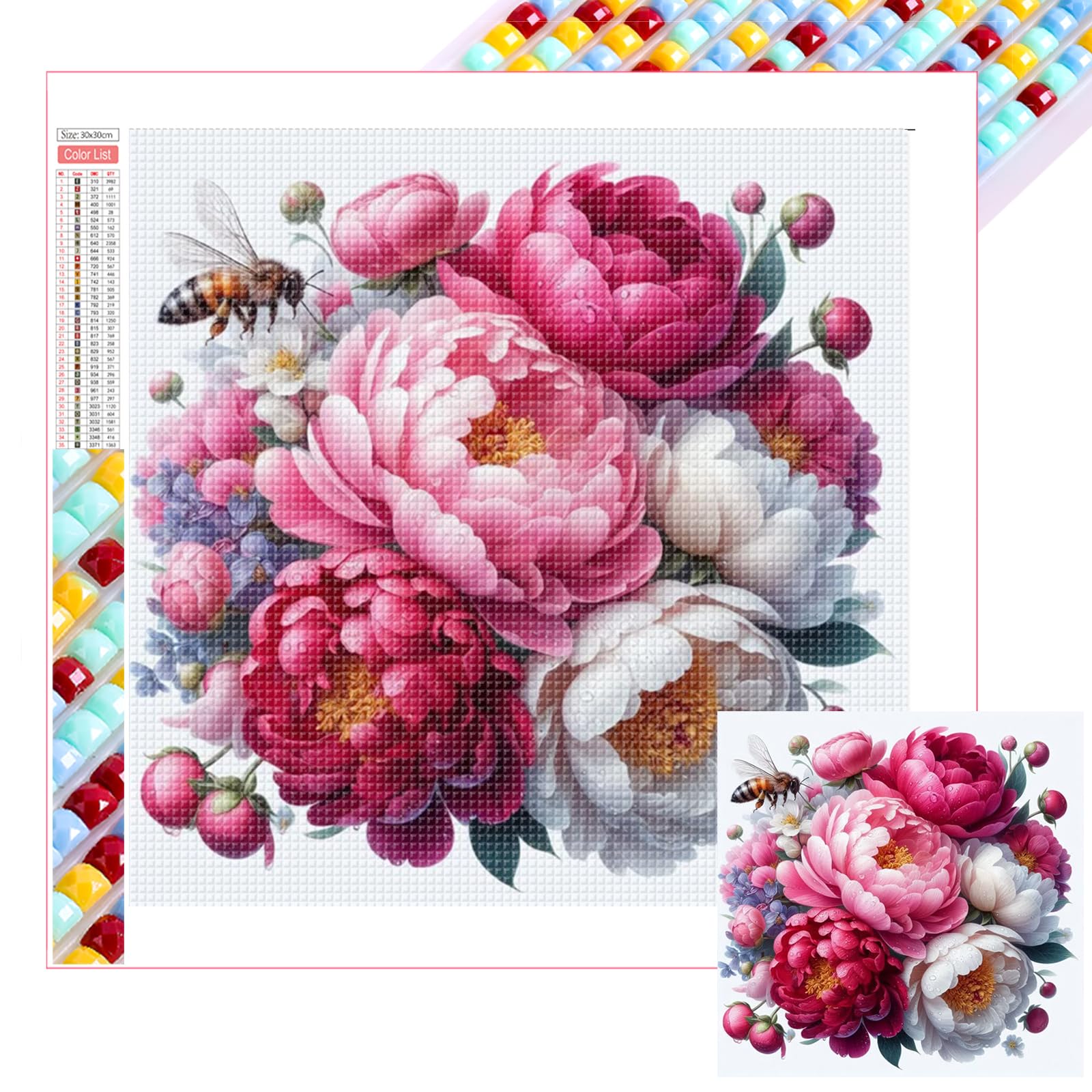 POETRYDRAW Spring Pollination 5D Square Drill Diamond Art Kit for Adults & Beginners - Home Decor & Gift