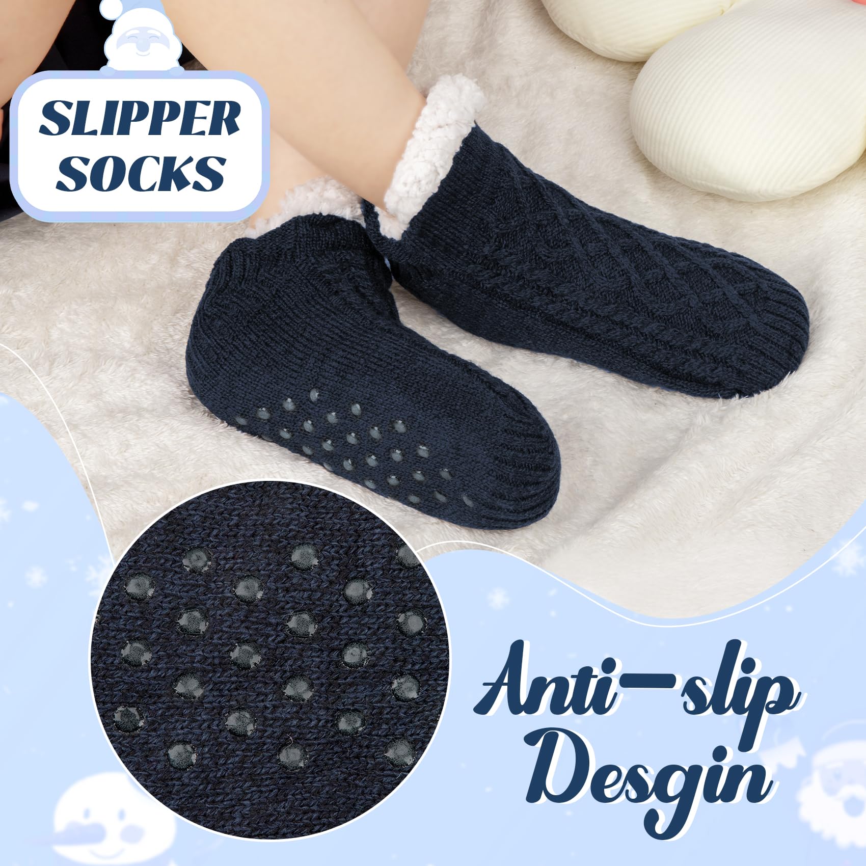 Kuschelsocken Stoppersocken 2 Paar, Warme Rutschfeste Hausschuh Socke, Dicke Pantoffel Socken, Dicke Weiche Stoppersocken Winter Thermosocken, Geschenke für Damen Herren EU42-46