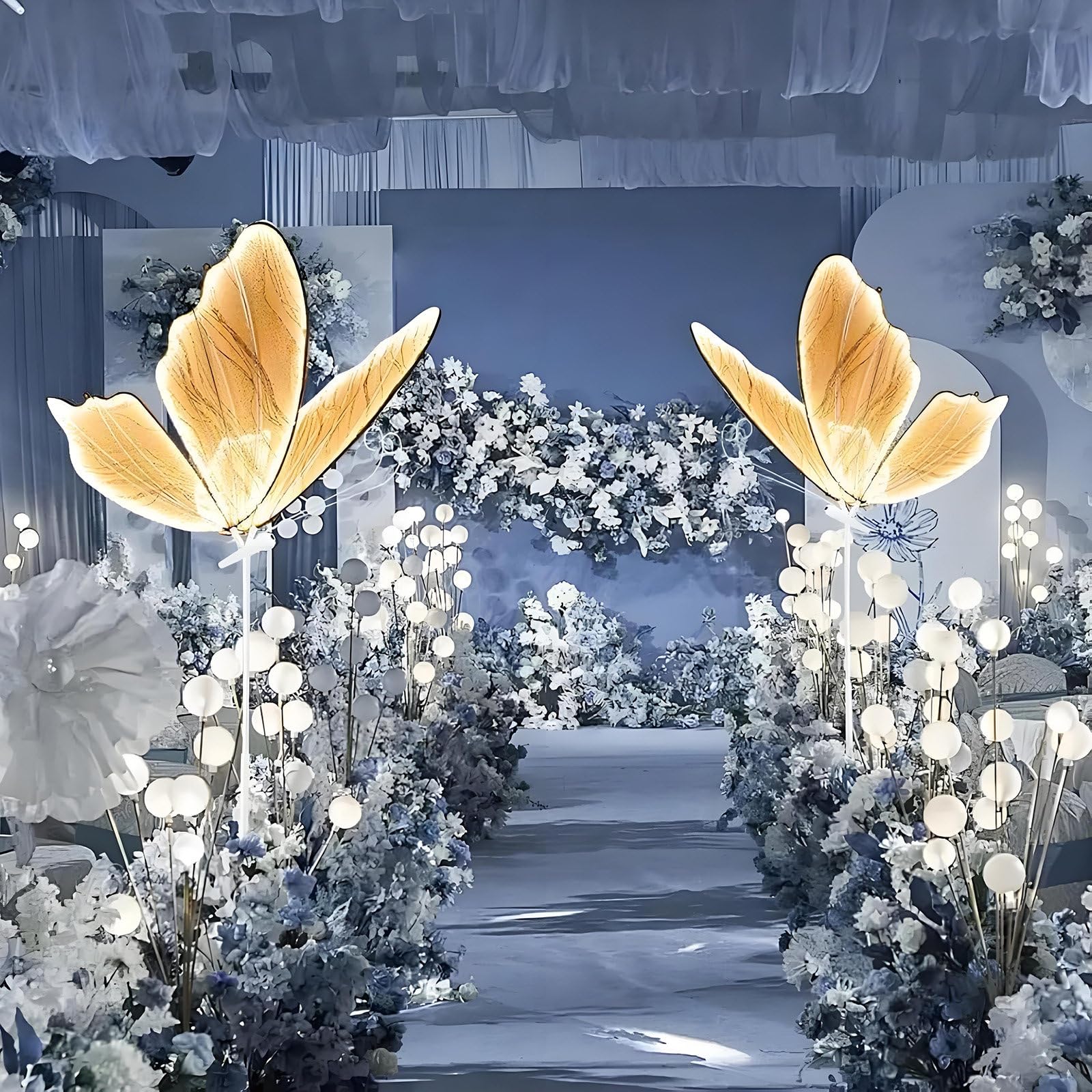 Lámparas de pie y techo LED de mariposa para iluminación de eventos y bodas Goldwarmlight 100cm