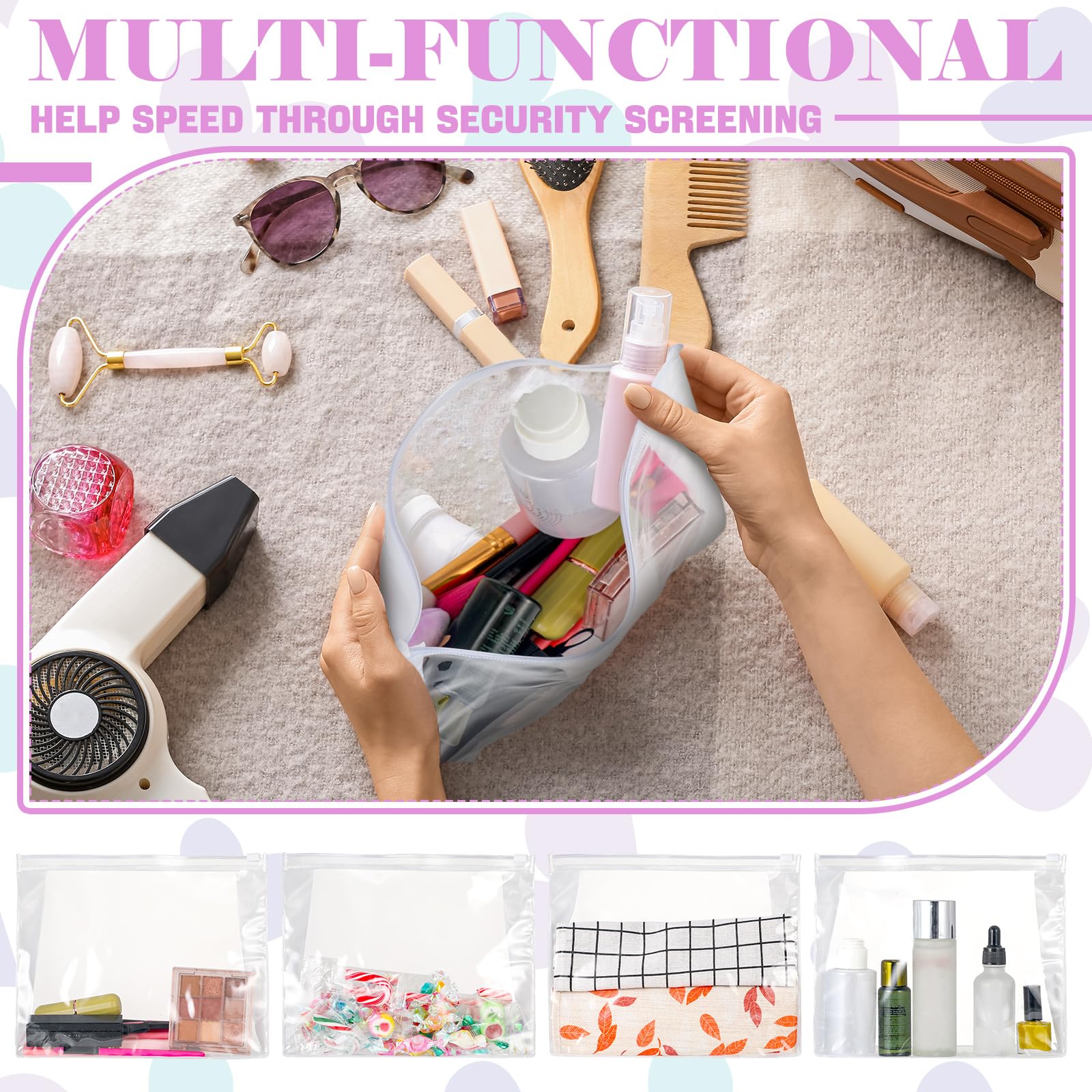 Xuniea 100 Mini Bolsas de Maquillaje Transparentes de PVC, pequeñas Bolsas organizadoras de artículos de tocador de Viaje, Impermeables, de plástico Transparente, con Cremallera, para Mujeres y