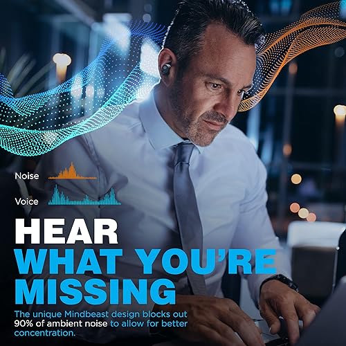 Miniatura 3 de MINDBEAST Auriculares inalámbricos Bluetooth con cancelación avanzada de ruido, graves profundos e impermeabilidad IPX5, batería de 36 horas de