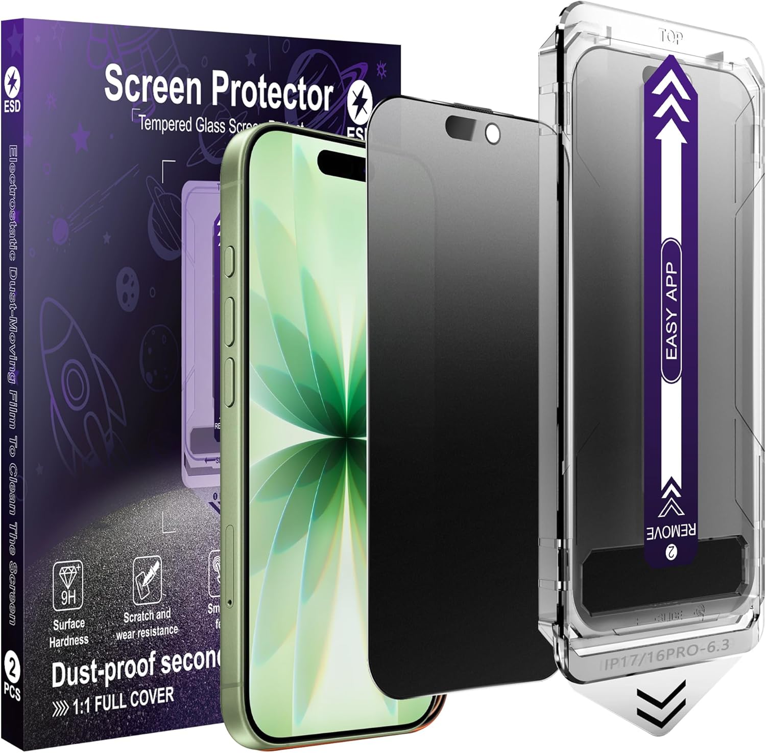 2-Pack Matte Privacy Screen Protector for iPhone 17 & 16 Pro,Anti-Glare & Anti-Spy,Anti-Fingerprint,Smooth as Silk,Easy Installation, Military-Grade 9H Hardness