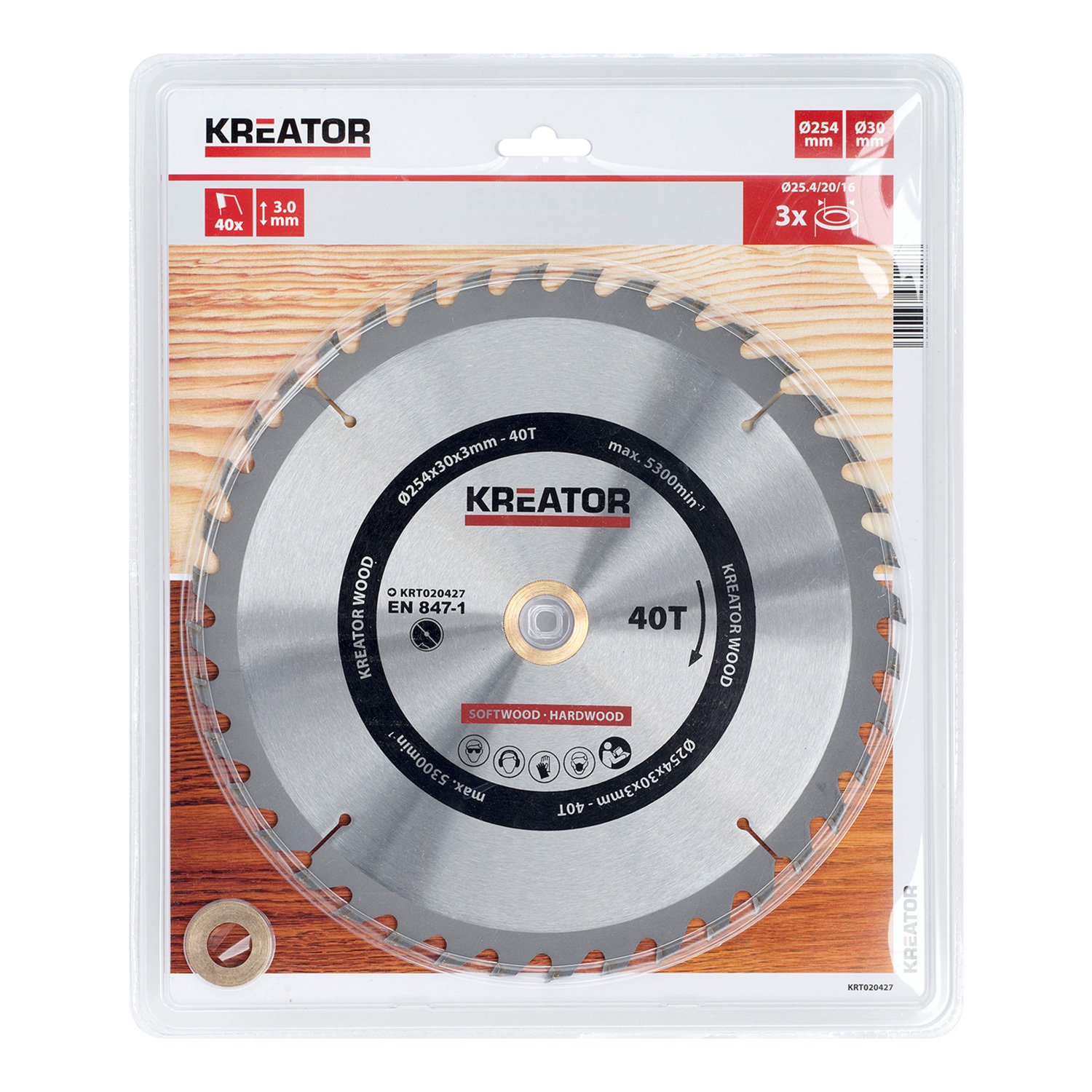 KREATOR KRT020427 KRT020427-Disco Sierra Madera 254mm40d, Ø254 x Ø30 x 3 mm