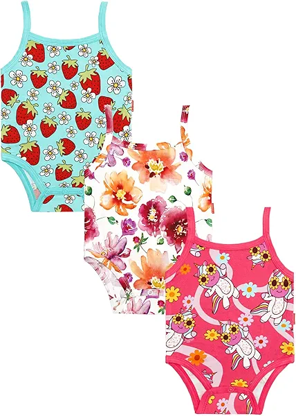 EASWEET Baby Girl 3-Pack Sleeveless and Camisole Bodysuit Bamboo Viscose Summer Clothes