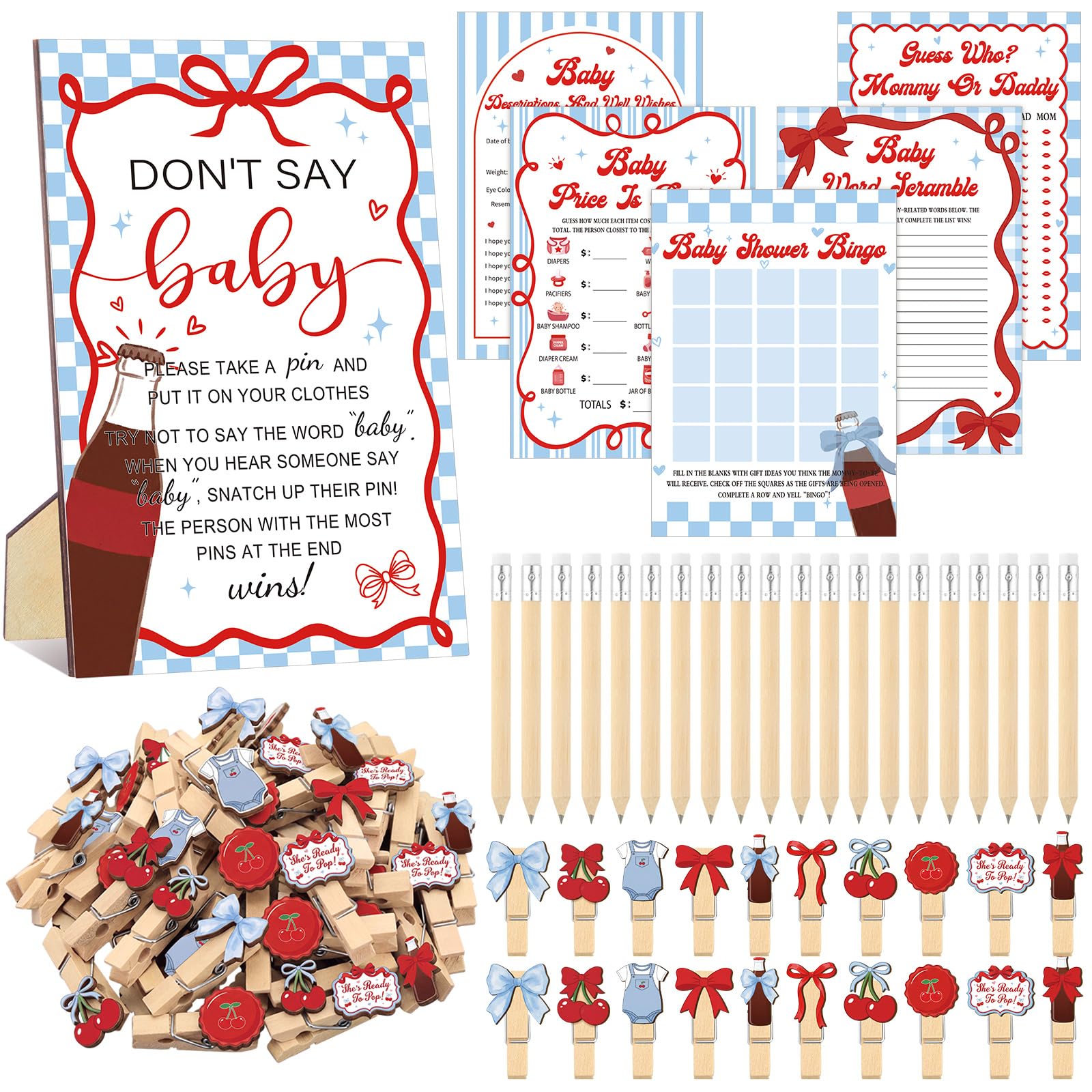 Patelai 321 Pcs Baby Shower Games Supplies, Cute