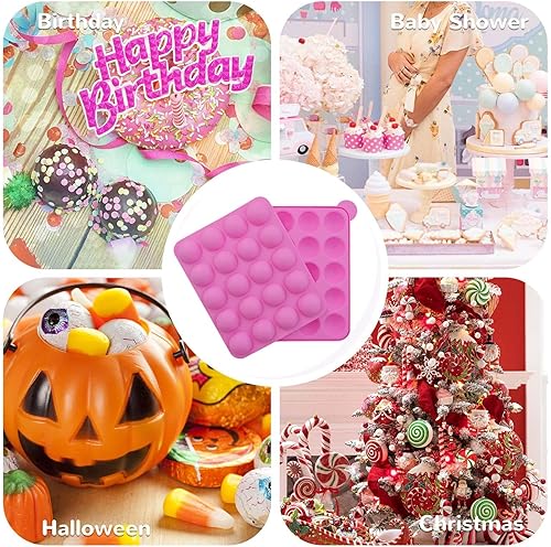 Miniatura 9 de Molde de silicona para tartas + 120 palitos, molde de Pascua sin BPA para hornear para dulces, chocolate, piruletas, postres, magdalenas, cocción,