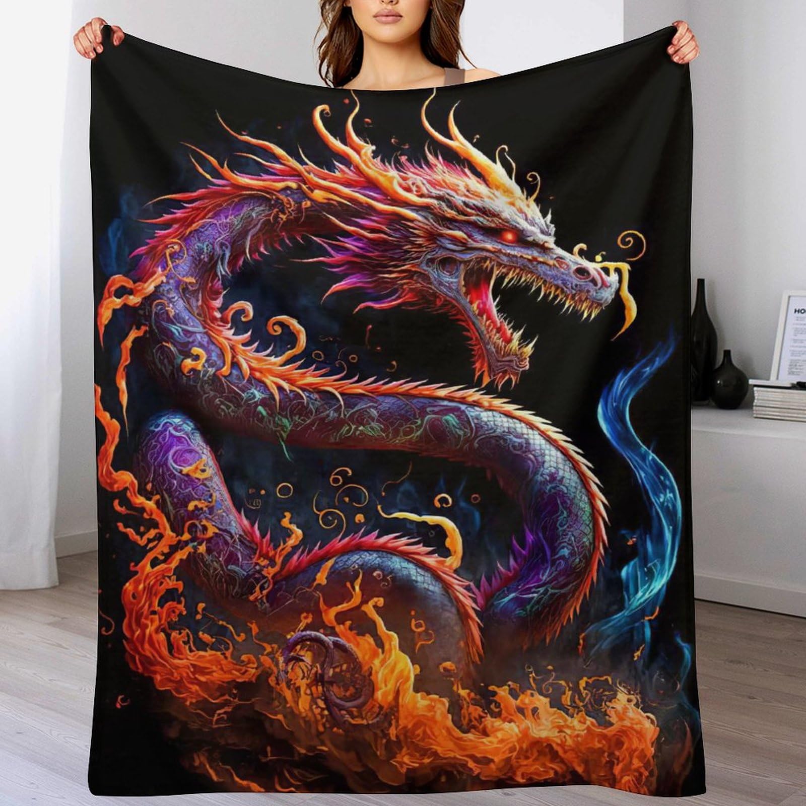 Couverture super douce et moelleuse dragon pour réchauffer vos soirées