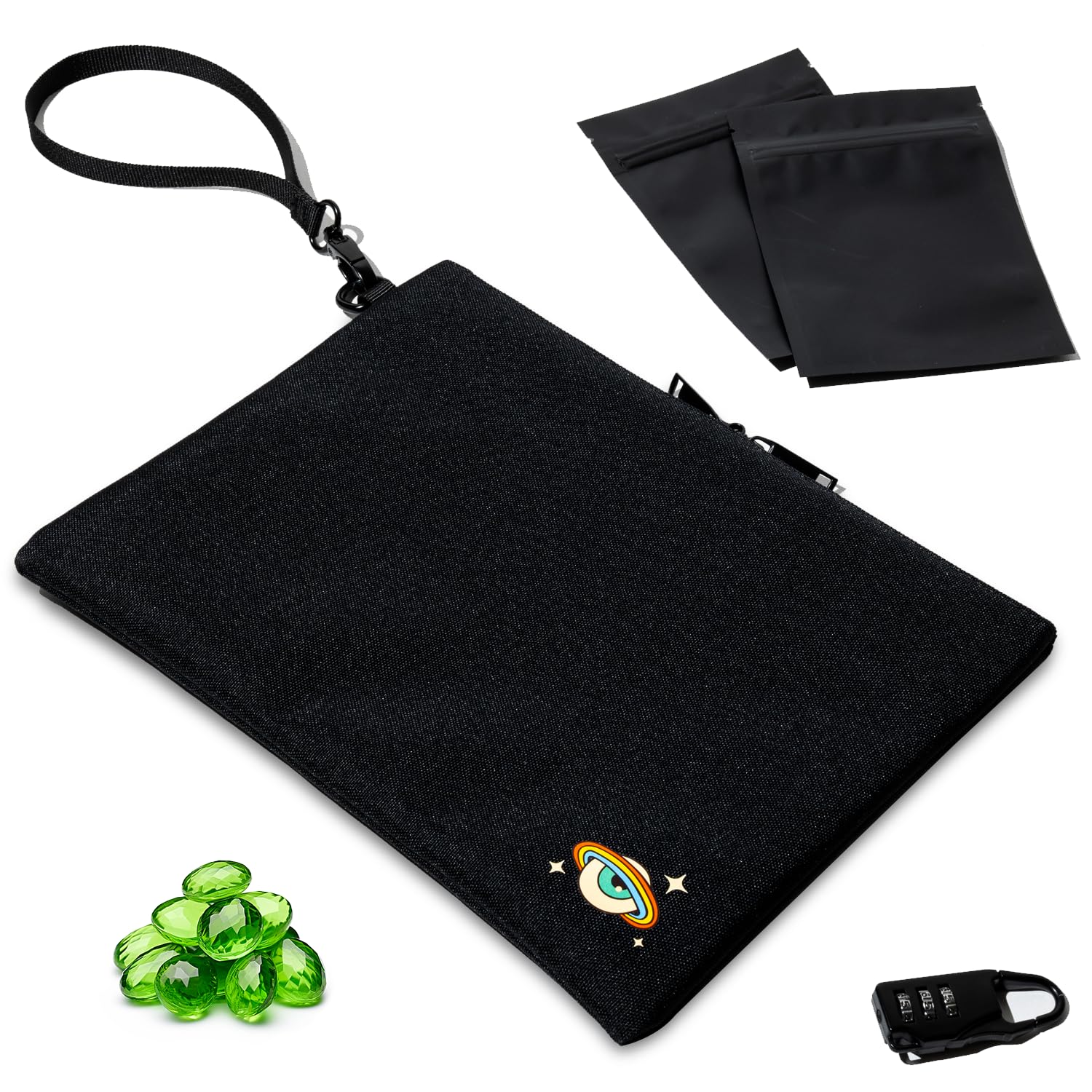 NEBULA NUGS Large Storage Bag with Lock - Carbon Lined Container Alternative - Includes 2 Smell Proof Baggies