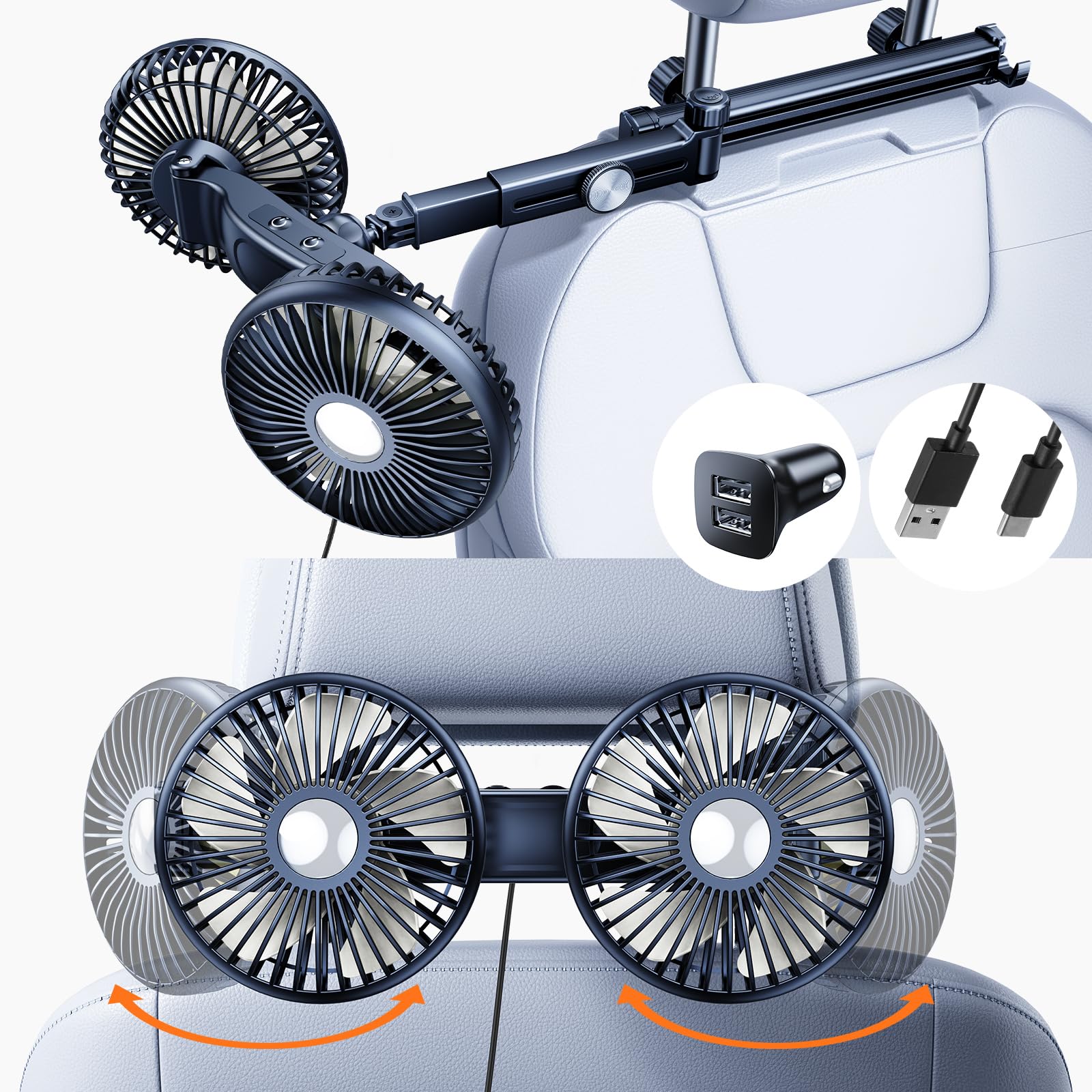 Nauttxon Car Fan for Backseat