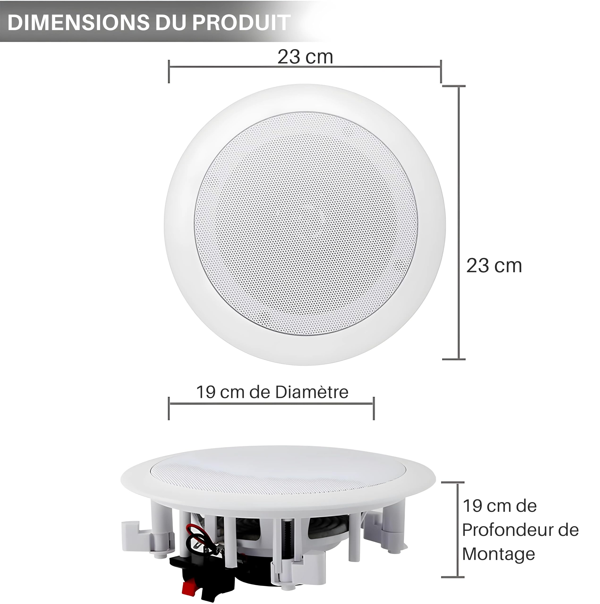 Pyle Enceintes Bluetooth 2 Voies à Encastrer Mur/Plafond avec Connexions Rapides et Grilles Interchangeables
