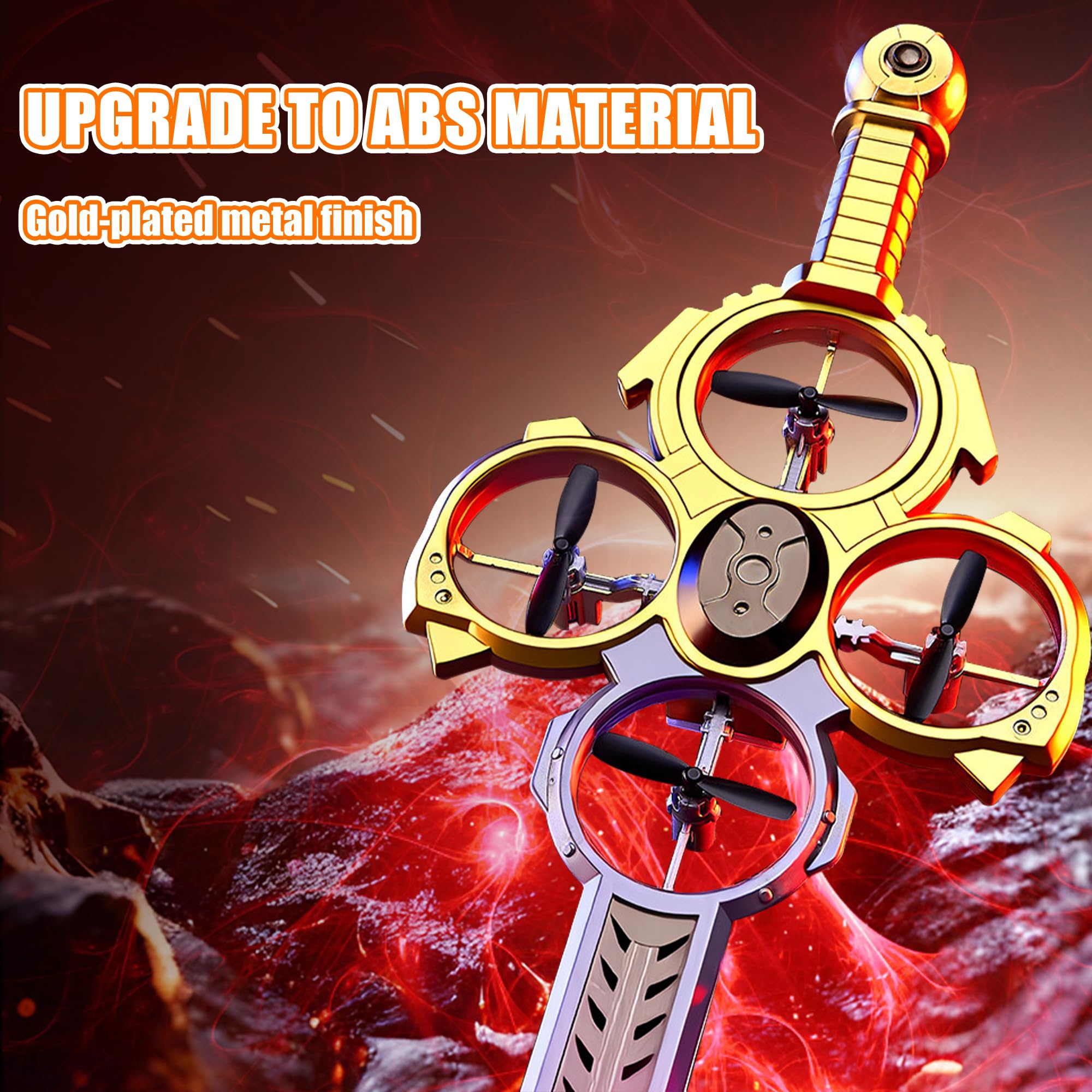 Virellia Upgraded Flying Sword RC Drone with Colorful LED Lights, ABS Metal Remote Control Airplane with Hand Gesture & Smart Watch Control, 3 Speed Modes & Stunt Drone for Kids Adults - 4