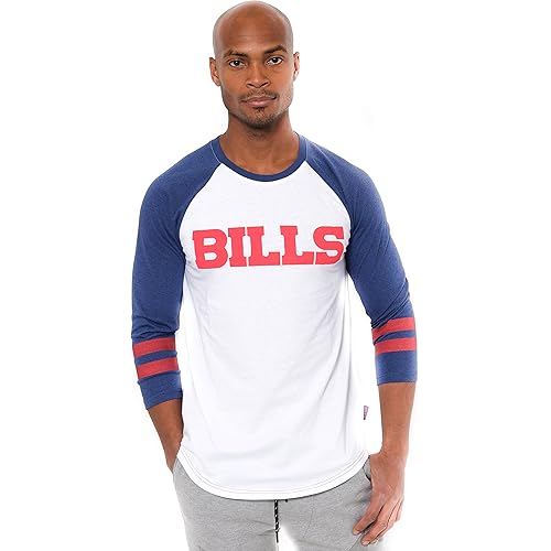 Ultra Game NFL Mens Raglan Baseball 3/4 Long Sleeve T-Shirt