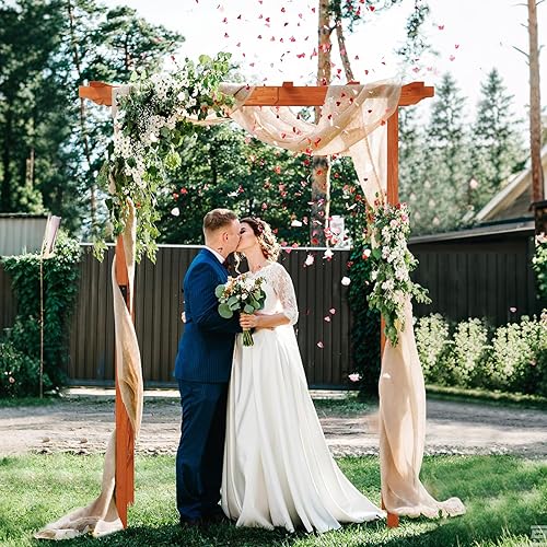 Miniatura 8 de S AFSTAR Cenador de madera para jardín de 84 pulgadas, soporte de fondo de madera de 88 pulgadas, arcos de boda, pérgola, arco de escalada para
