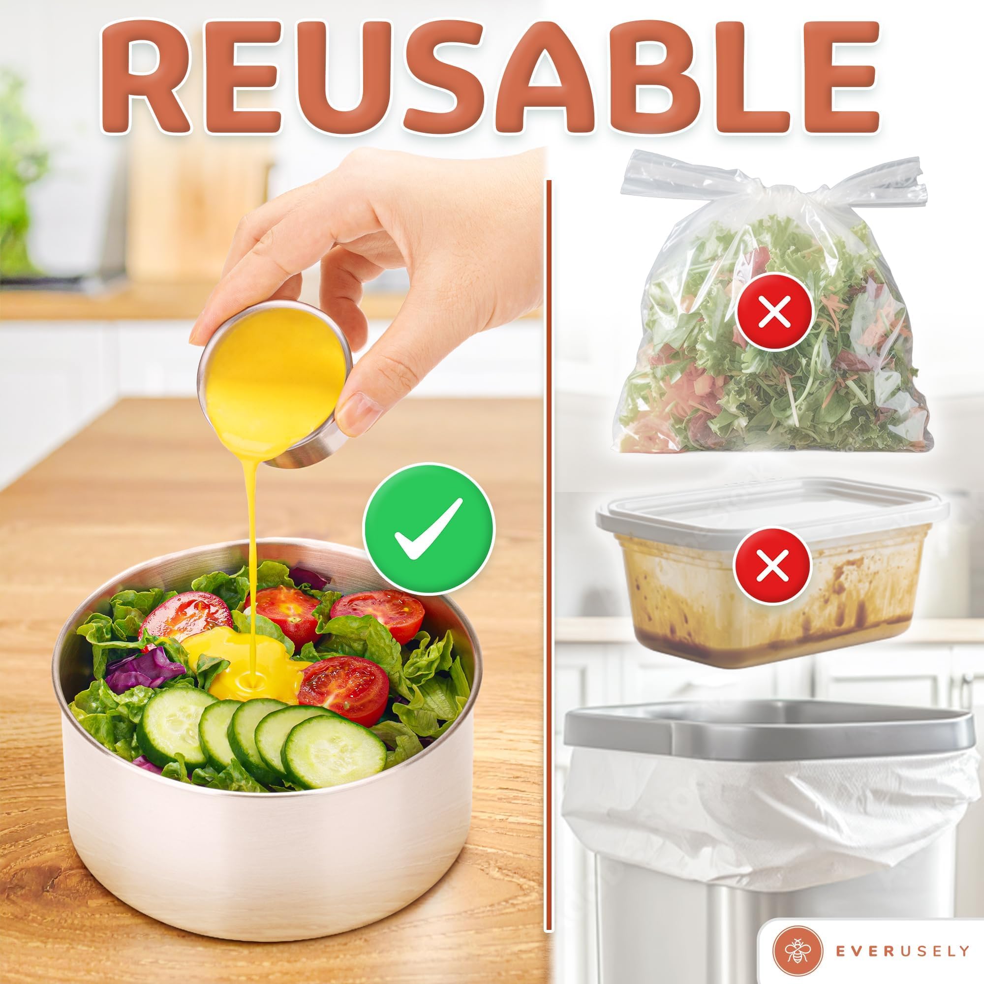 Everusely Recipientes para alimentos con contenedor para condimentos (juego de 6)