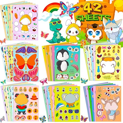 Miniatura 1 de 42 calcomanías lindas para hacer una cara, haz tus propias calcomanías para niños pequeños, suministros de recuerdos de fiesta de cumpleaños,