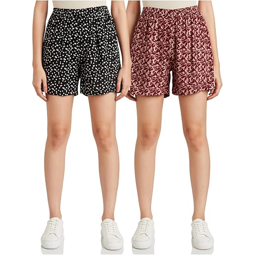 Symbol Womens Rayon Lounge Shorts Pack of 2