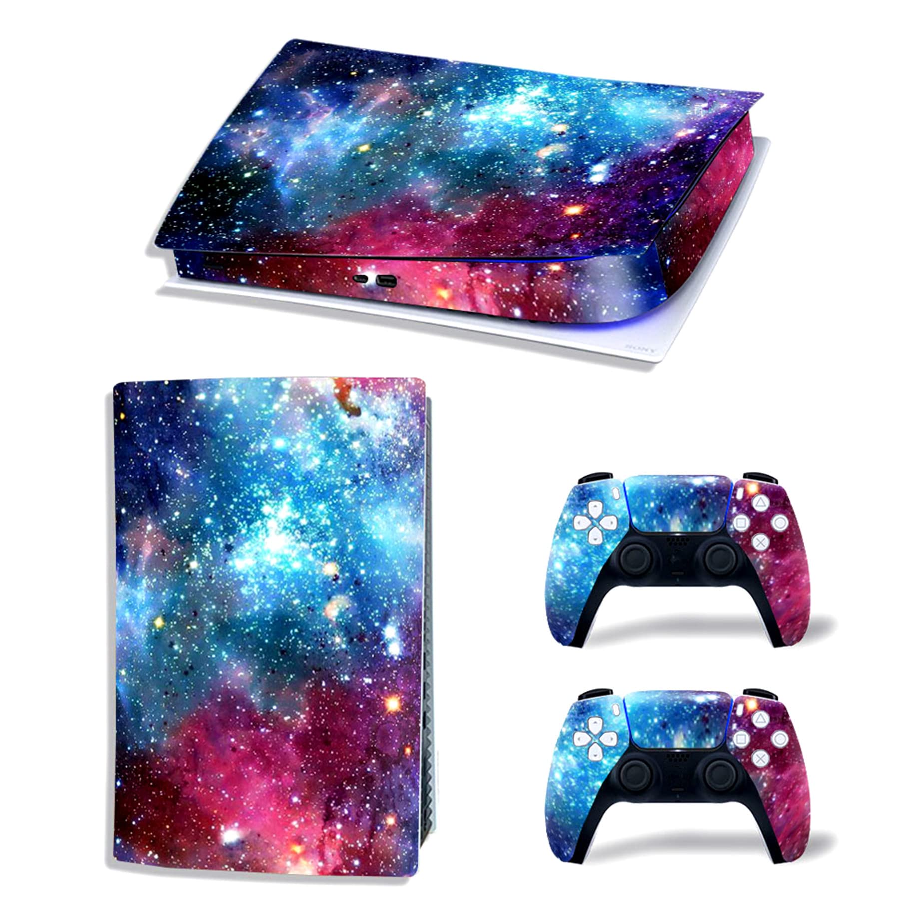 Decal Skin for Ps5 Digital, Whole Body Vinyl Sticker Cover for PlayStation 5 Console and Controller(PS5 Digital Edition, Blue Starry Sky)