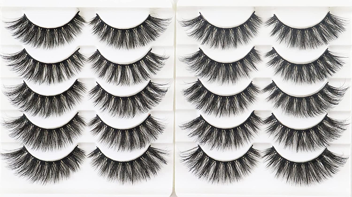 3D Faux Mink Eyelashes Reusable Soft 10 Pairs Fake Lashes Pack Waterproof False Eyelash Set for Daily Use Easy to Apply (10 Pairs-15mm)