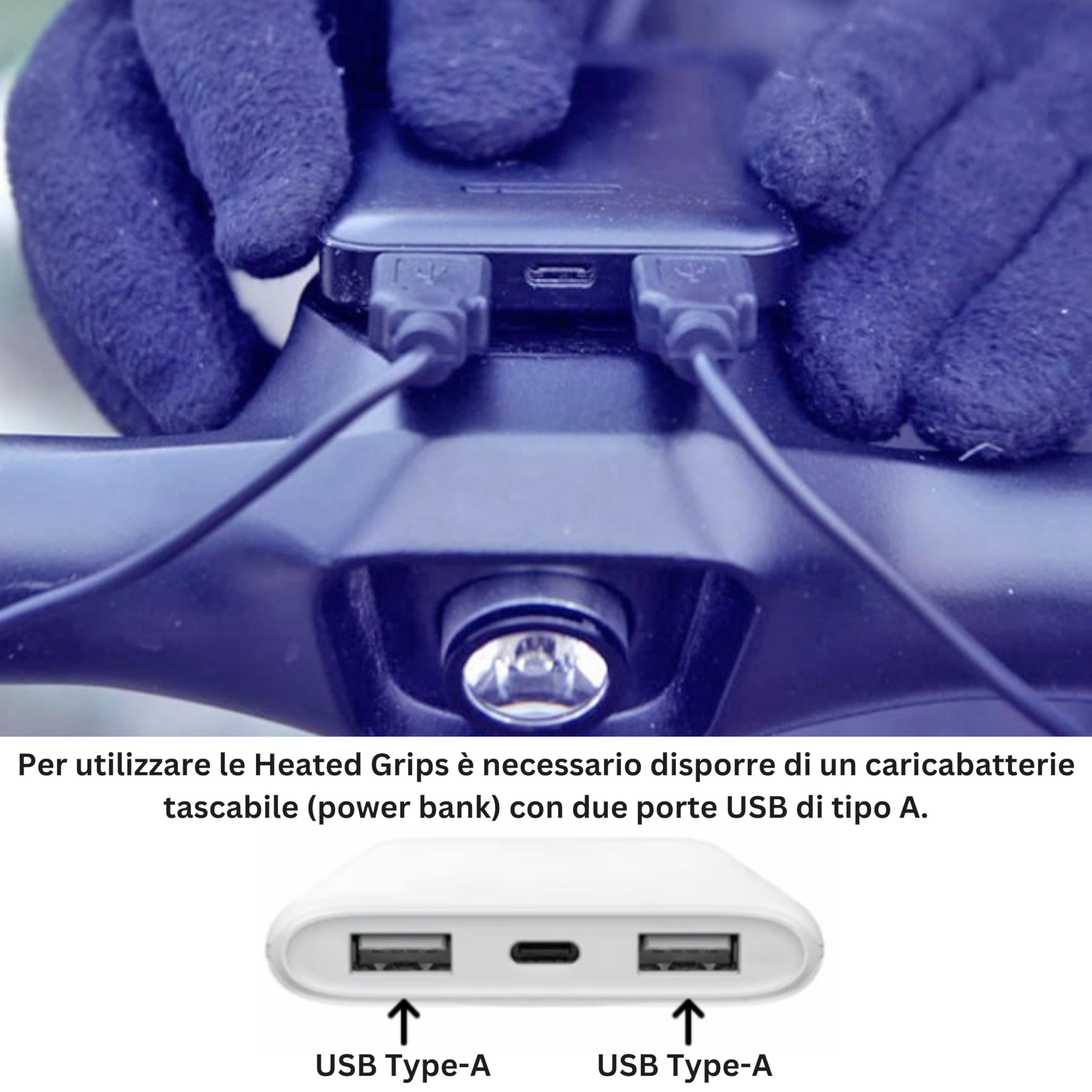 Maniglie riscaldate per scooter elettrici e biciclette | Manubrio universale riscaldato per bicicletta | Diametro manubrio adatto – 22 mm | Lunghezza manico – 130 mm