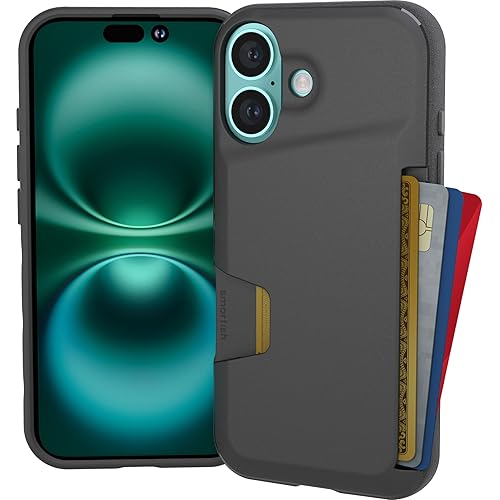 Smartish® iPhone 16 Wallet Case - Wallet Slayer Vol. 1 [Slim + Protective] Credit Card Holder - Drop Tested Holds 4 Cards Hidden Flip Card Slot Cover Compatible with Apple iPhone 16 - Black Tie Affair