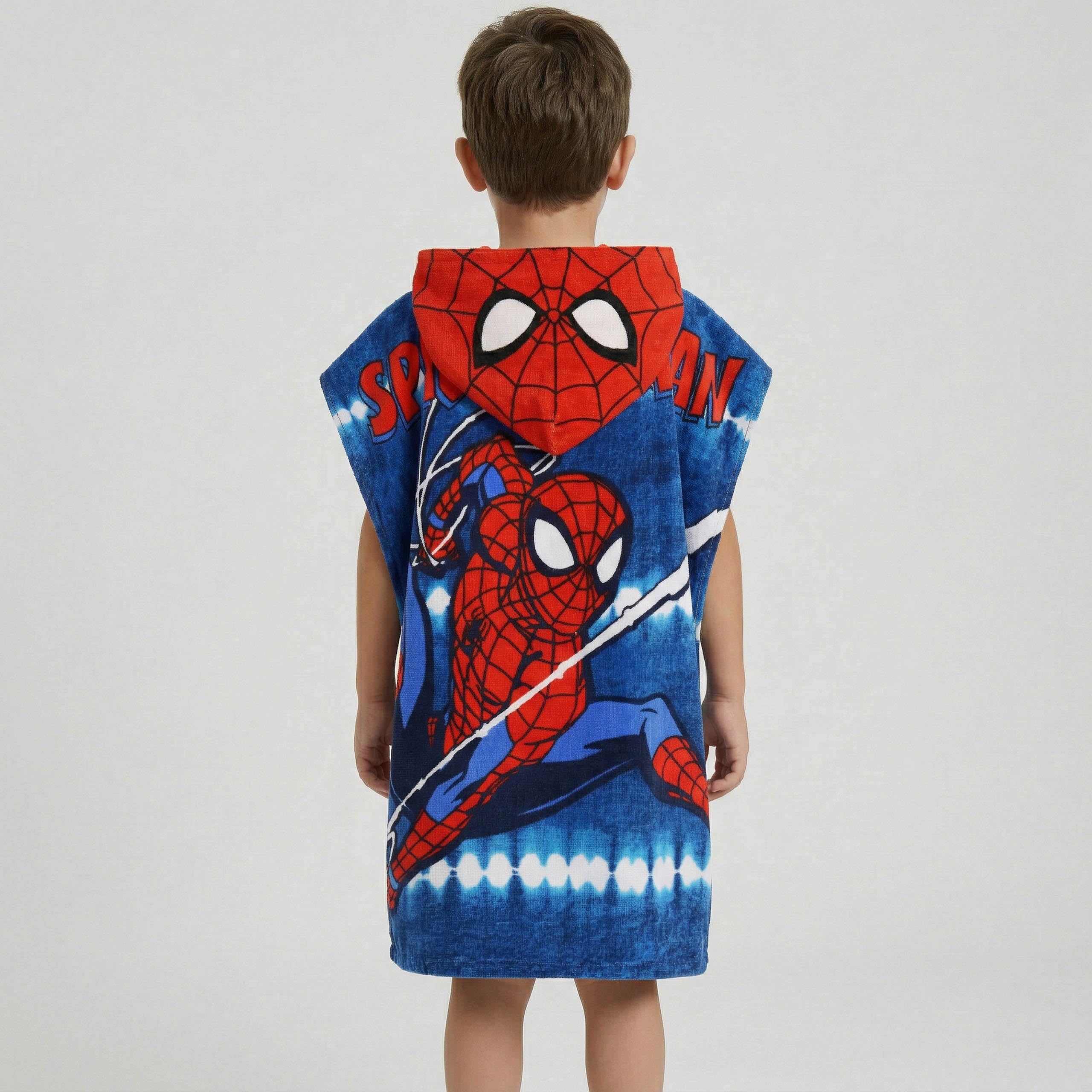 sarcia.eu Asciugamano da piscina, poncho con cappuccio ad asciugatura rapida per bambini da spiaggia, (Stitch, Minnie Mouse, Minecraft, Marvel) 100% cotone (MARVEL SpiderMan, S)