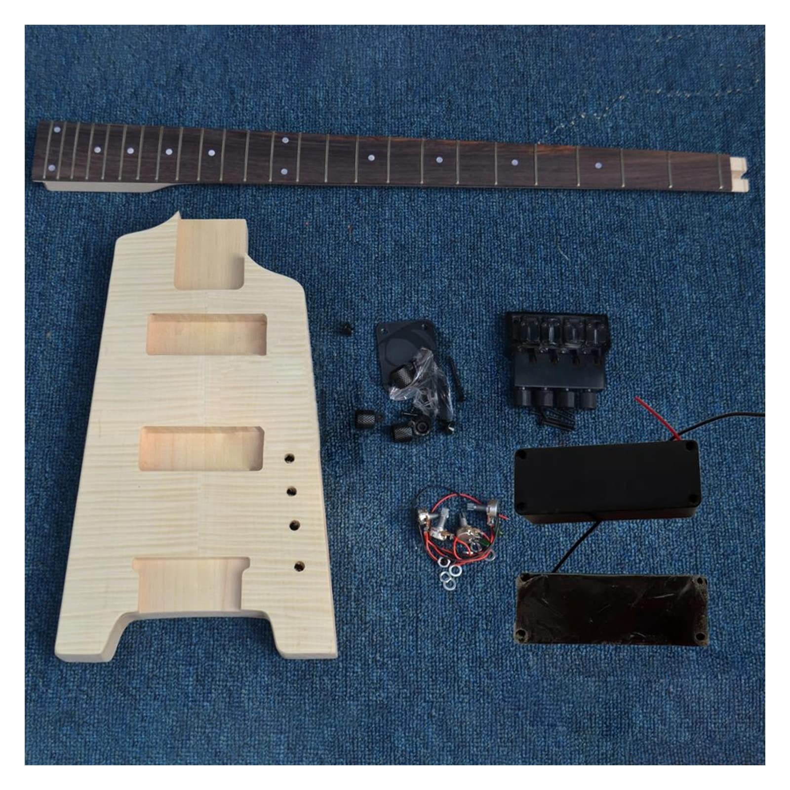 41 Cali Półfabrykat Bezgłowy Elektryczna Gitara Basowa Mahoń Korpus I Palisander Podstrunnica Z Całym Sprzętem Niedokończony zestaw gitary elektrycznej