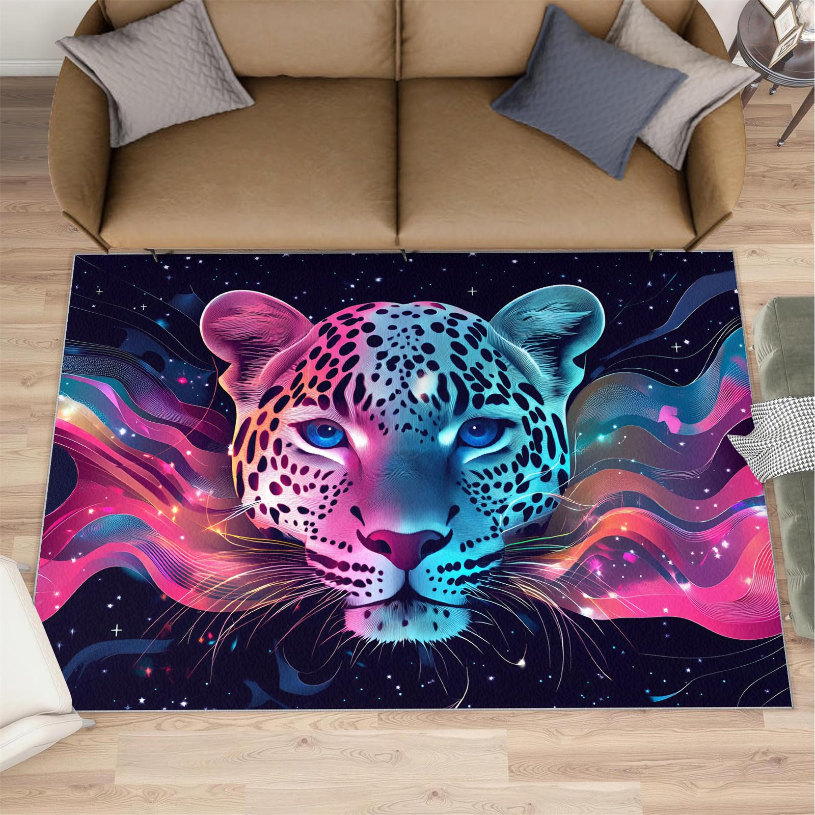 Tapis léopard et ciel étoilé 160 x 230 pour créer un coin jeux cosy