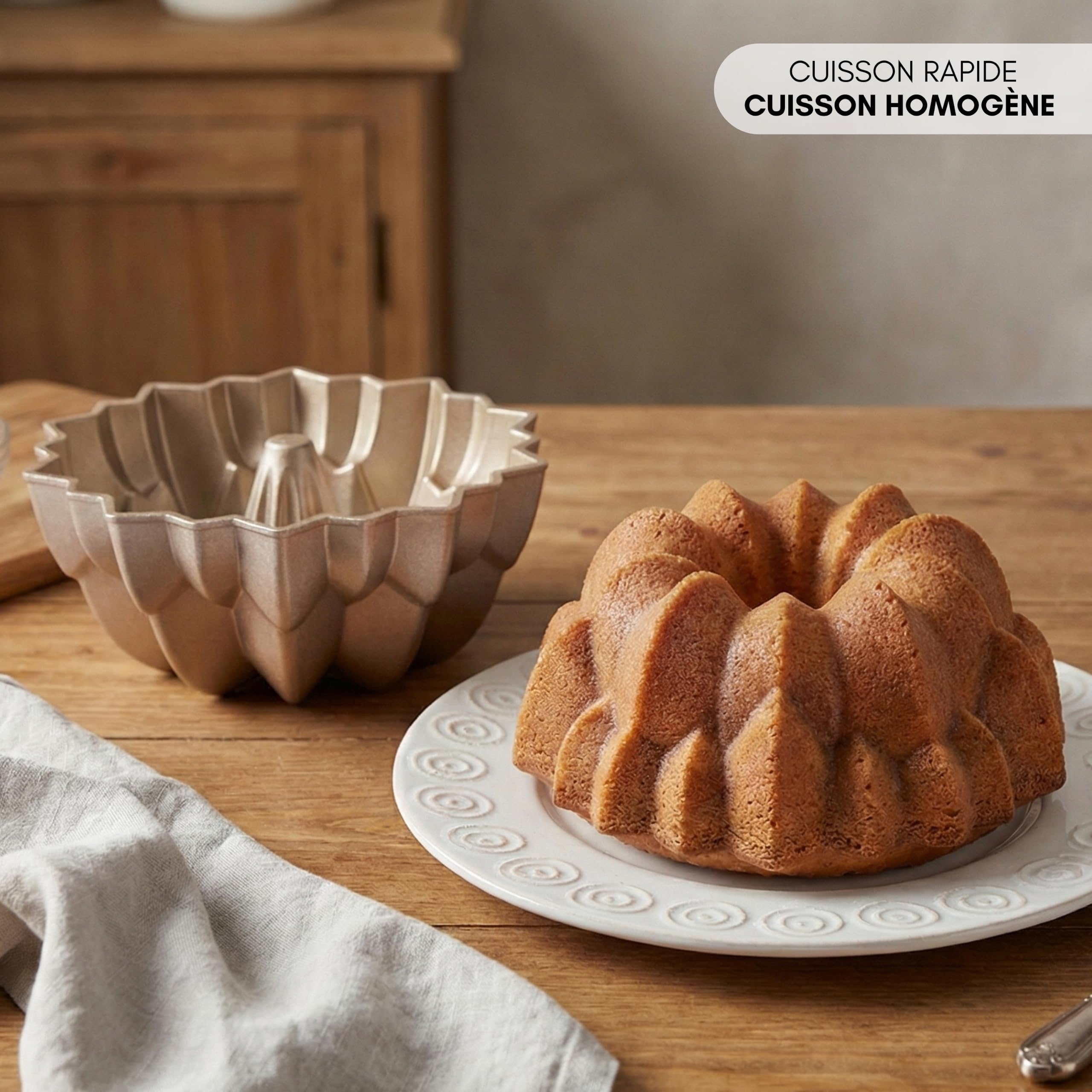 Erreke Moule à Gâteau avec Double Revêtement Antiadhésif, Cascade | Moule Kouglof. Moule Gateau. Moule à Tarte. Aluminium Moulé Résistant. Savarin Cuisson Uniforme. Pour Pâtisserie Maison