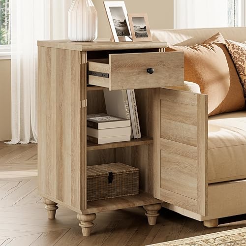 Miniatura 4 de WAMPAT Mesitas de noche con estación de carga, juego de 2 mesas auxiliares con tomas de corriente y puertos USB para sala de estar, mesa auxiliar