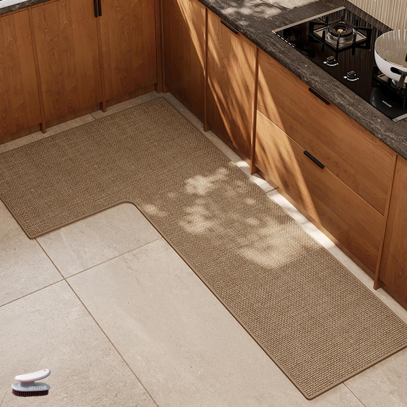 L Shaped Rug Corner Kitchen Rugs Non Slip Washable Mat, L-Shaped Rug Super Absorbent Corner Kitchen Mats Rubber Waterproof Corners Area Runner Kitchen