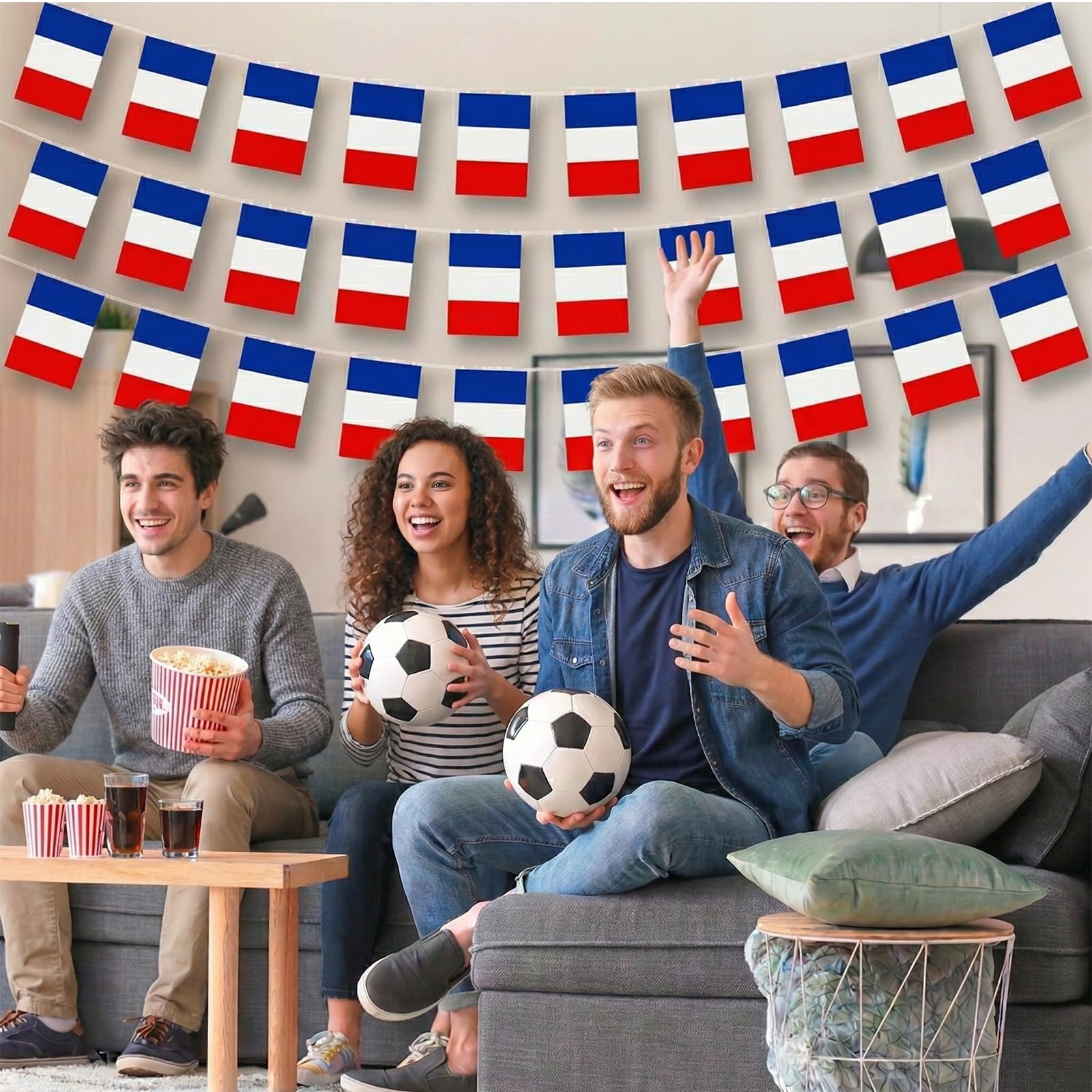 Guirlande De Fanions France Drapeau Français Banderole Décorative Résistante Aux Intempéries Pour Coupe Du Monde 2026 Football Supporter Fête Nationale 14 Juillet 10m 30 Fanions 14x21cm