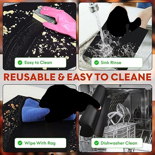 Miniatura 4 de 3 Pack Non-Stick Heavy Duty Oven Liners Set by Grill Magic - Thick Heat Resistant Fiberglass Mat - Easy to Clean Reduce Spills Stuck Foods  Clean Up