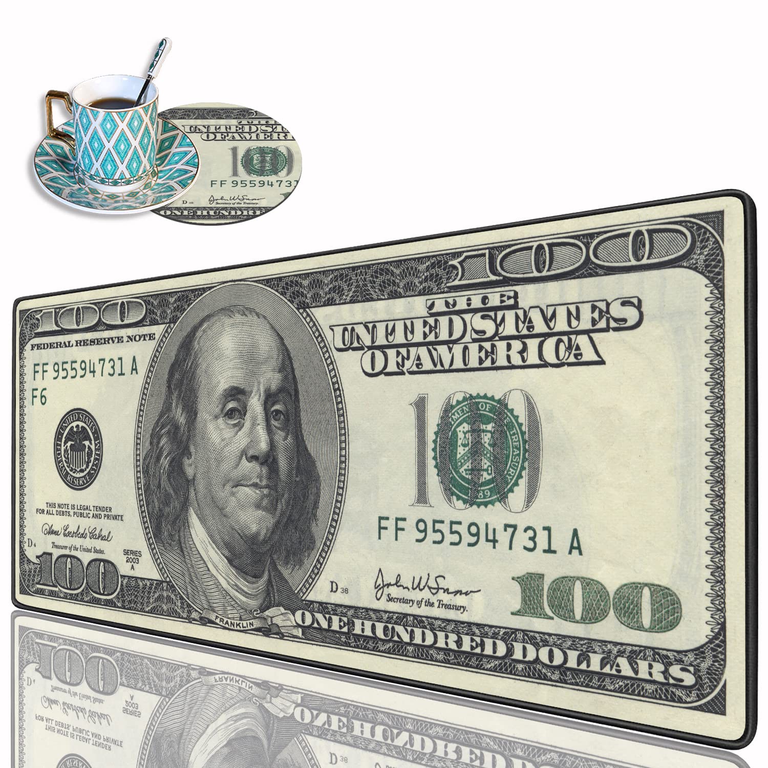 Desk Pad Mat Gaming Mouse Pads with Coasters, 31.5"x 11.8" XXL Large Big Computer Keyboard Mouse Mat Desk Pad with Non-Slip Base and Stitched Edge for