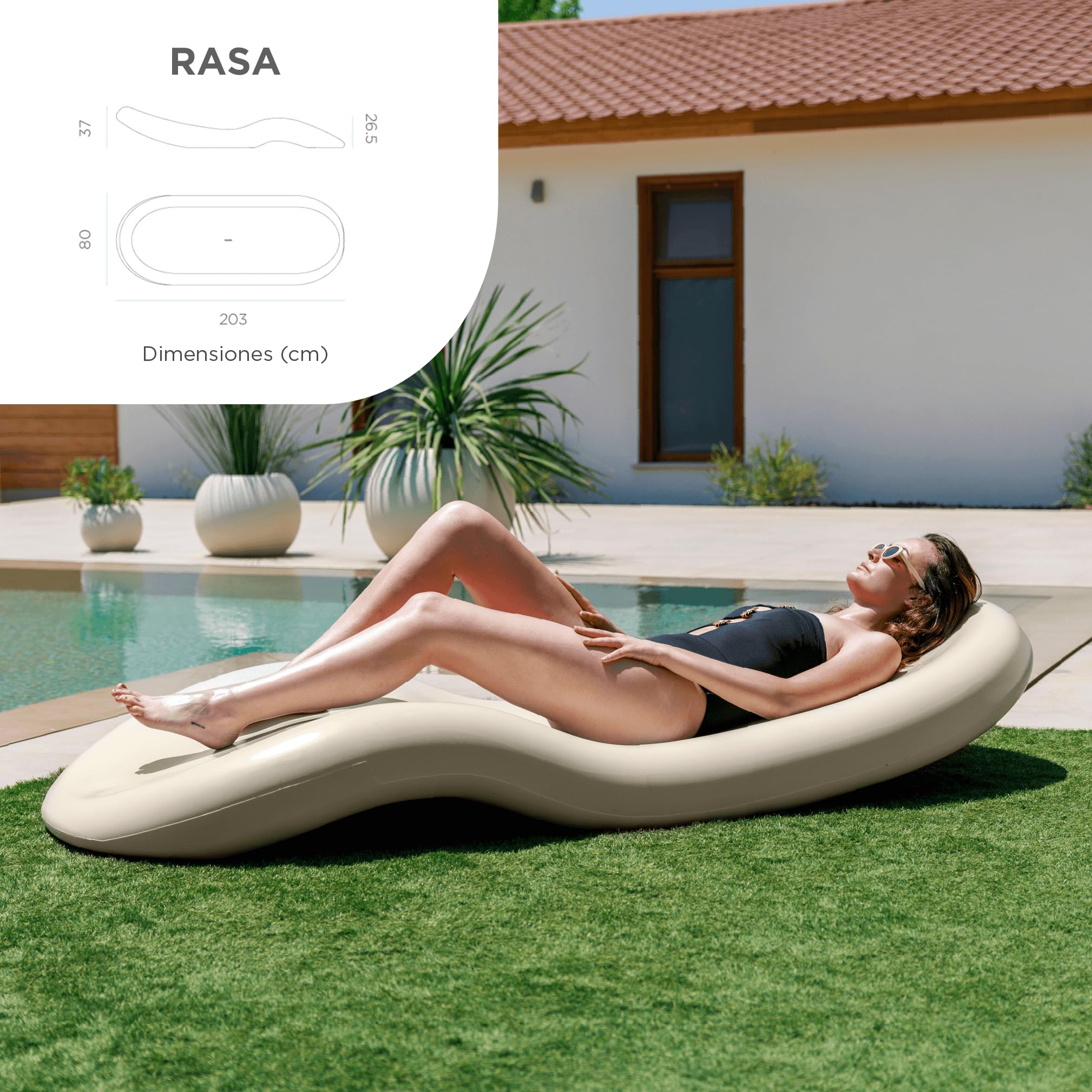 Newgarden - Rasa Tumbona de Exterior de Diseño Piscina del Hotel Club de Playa Jardín Blanca Apilable y Súper Resistente a la Intemperie