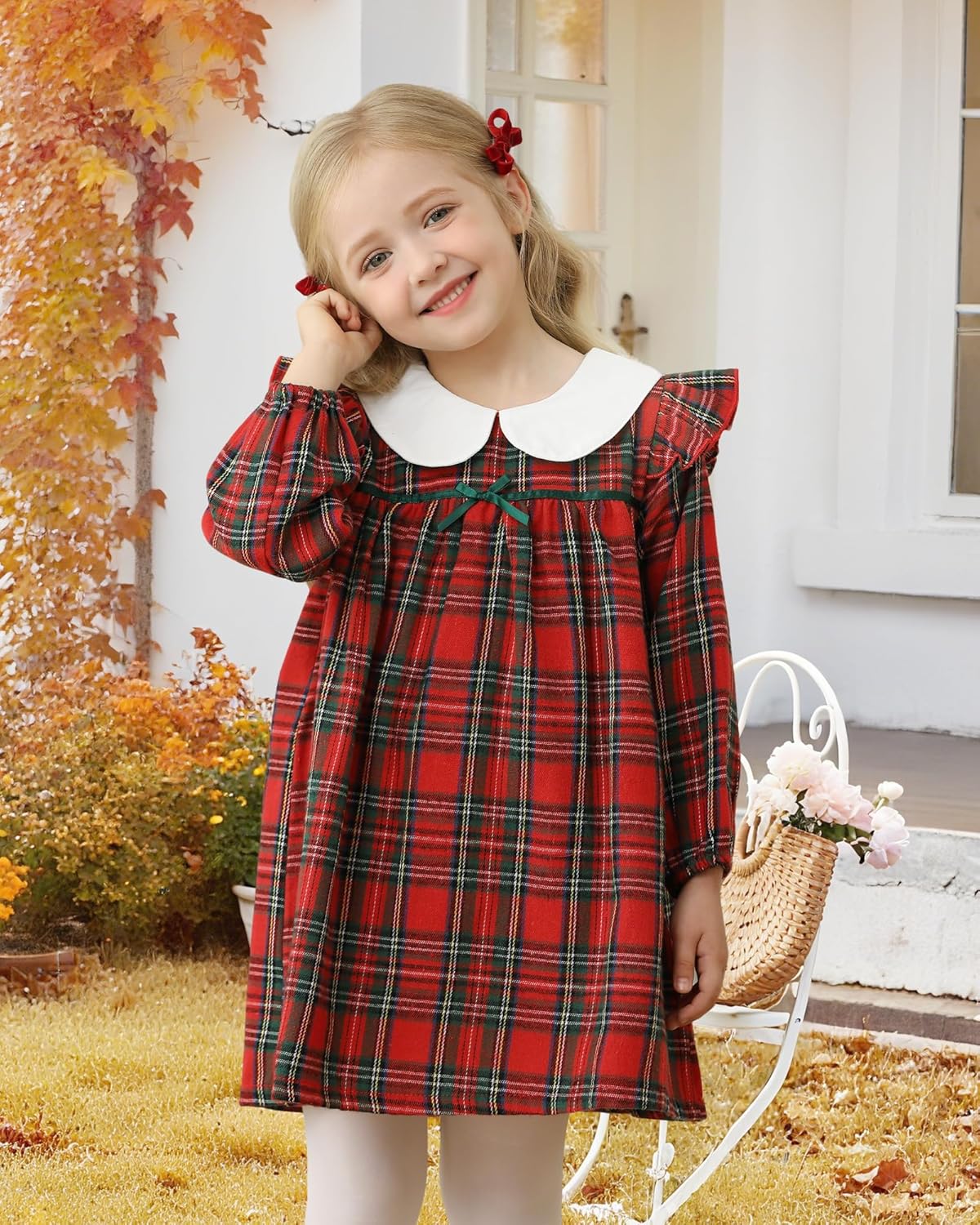 Kucnuzki Baby Girl Clothes Ruffle Long Sleeve Casual Plaid Dress Fall Winter Toddler Girls Dresses Cute Kids Clothes - Image 2