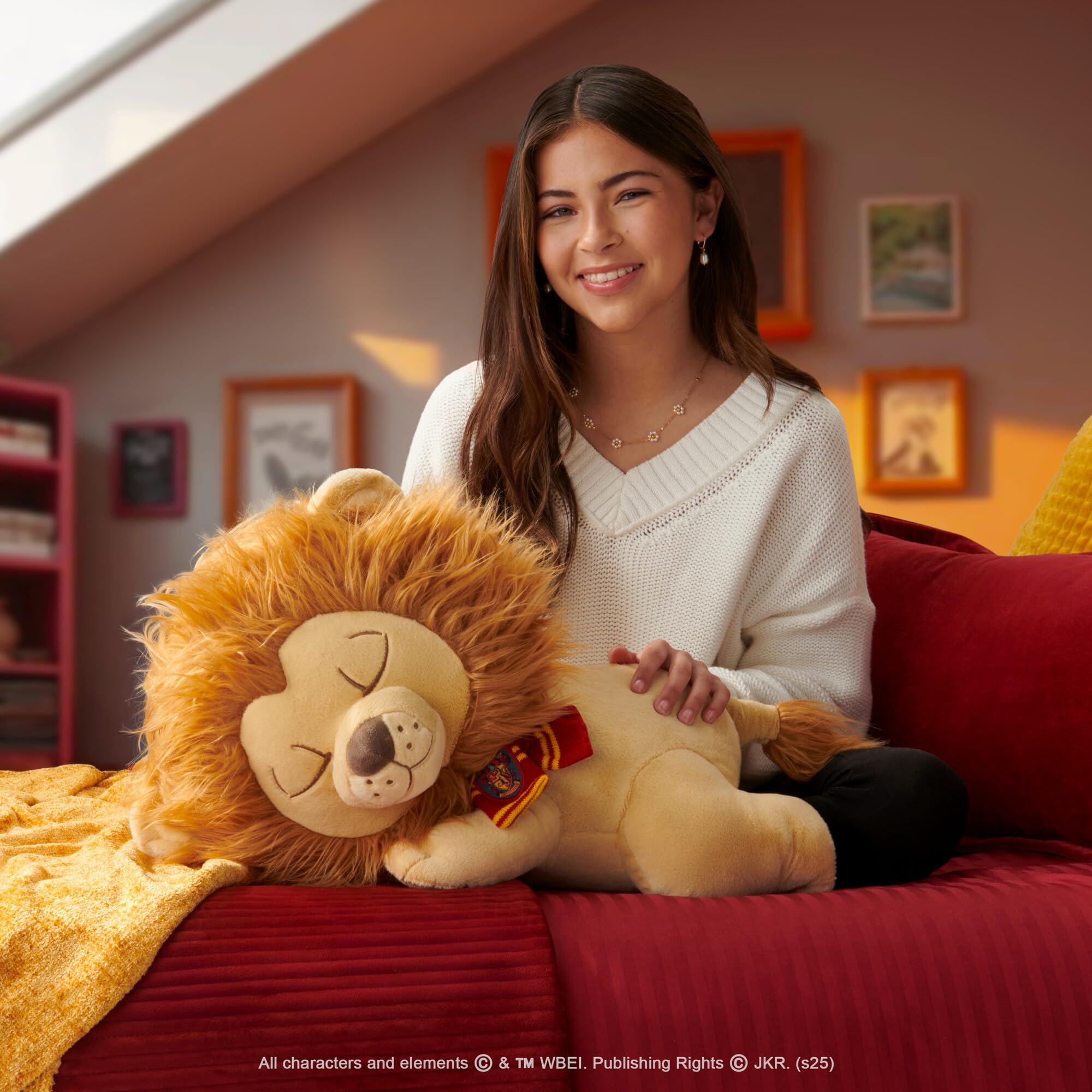 Jazwares Peluche Harry Potter – Lion De Gryffondor Endormi 45 Cm – Super Doux, Officiel Warner Bros, Dès 2 Ans