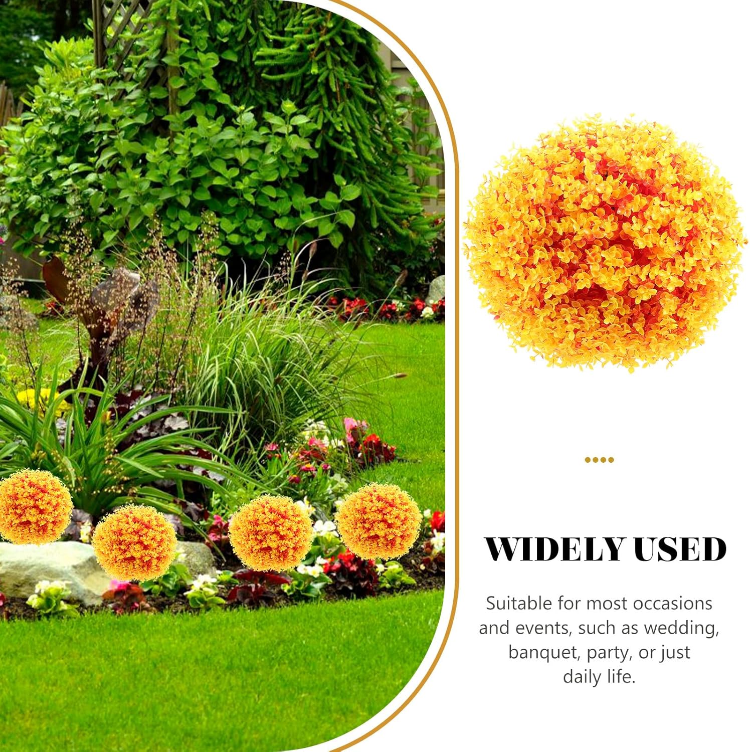 TEHAUX Eucalyptus Topiary Ball Artificial Topiary Trees Ball Decorative Ceiling Hanging Ornament for Indoor, Outdoor (Orange)